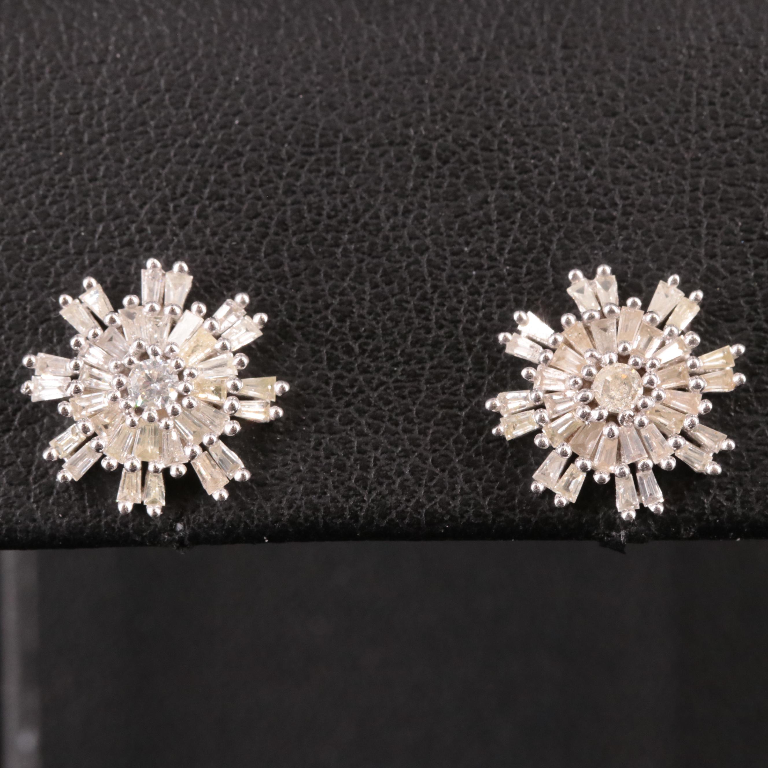 Sterling Diamond Snowflake Stud Earrings