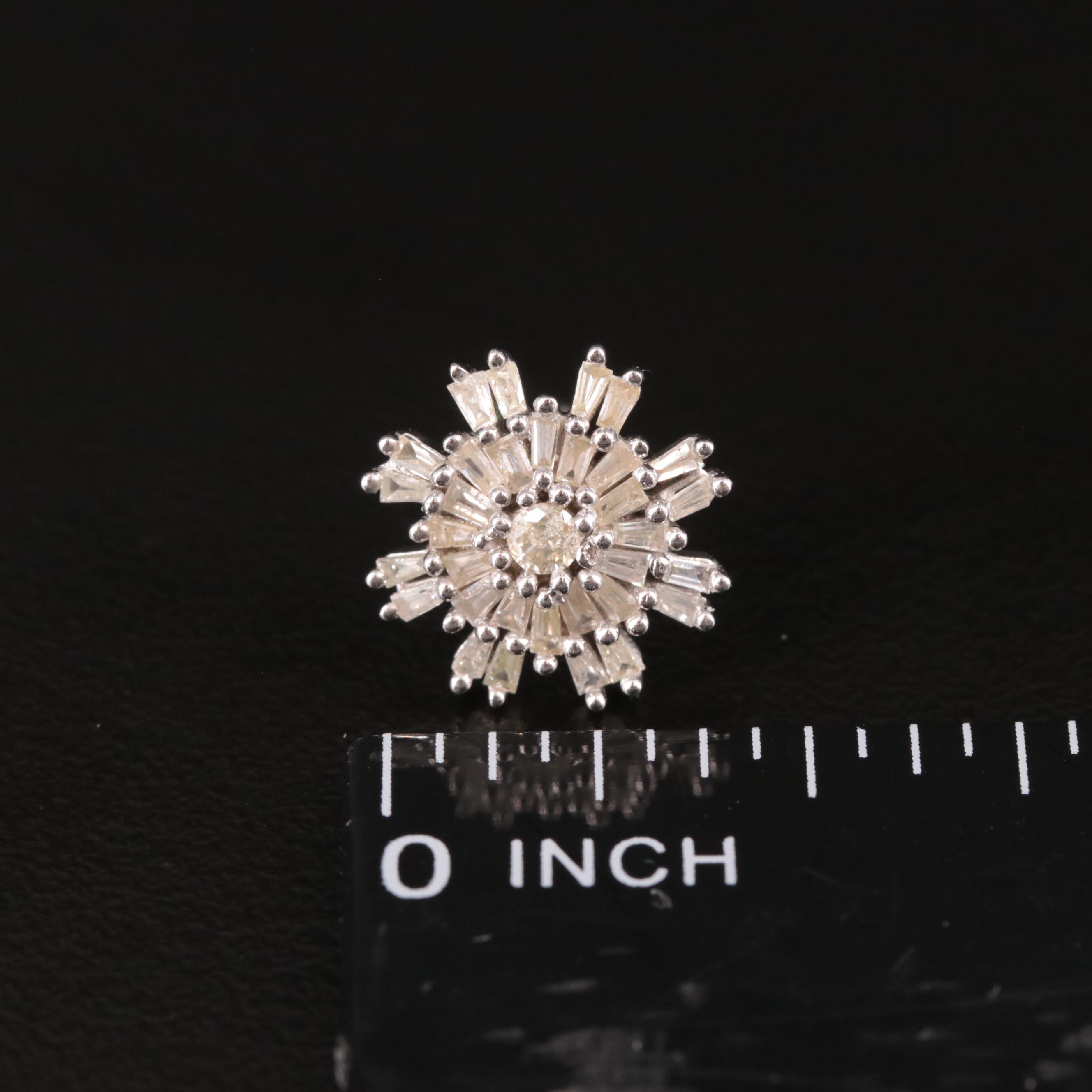 Sterling Diamond Snowflake Stud Earrings