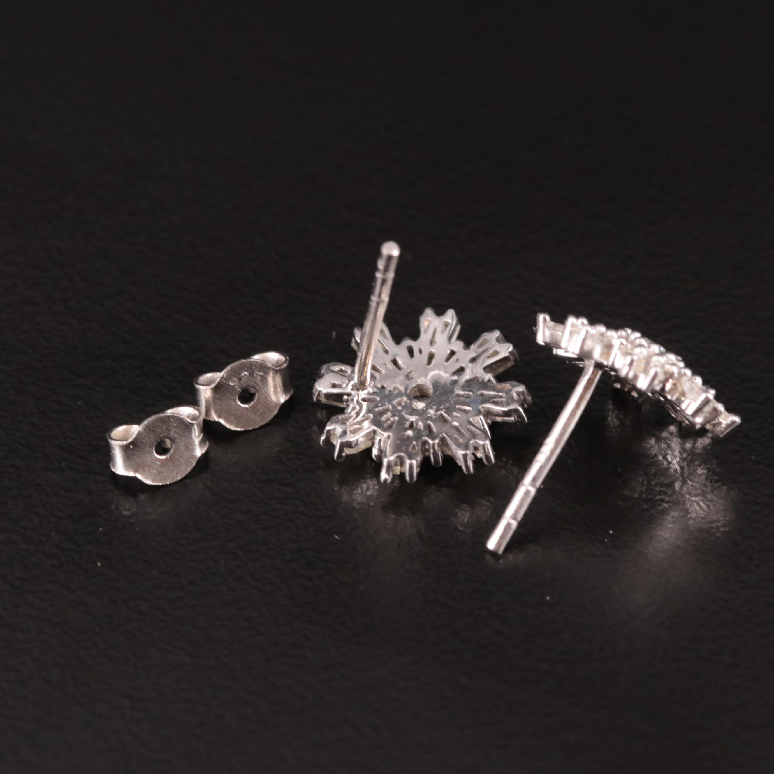 Sterling Diamond Snowflake Stud Earrings