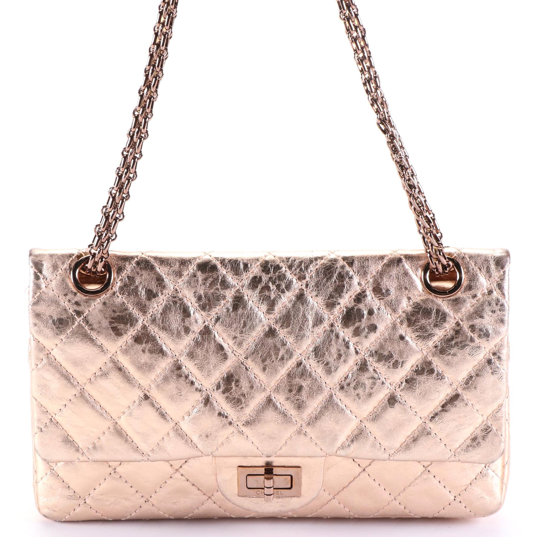 Chanel 2.55 Reissue Flap Bag in Rose Gold Metallic Crinkled Calfskin