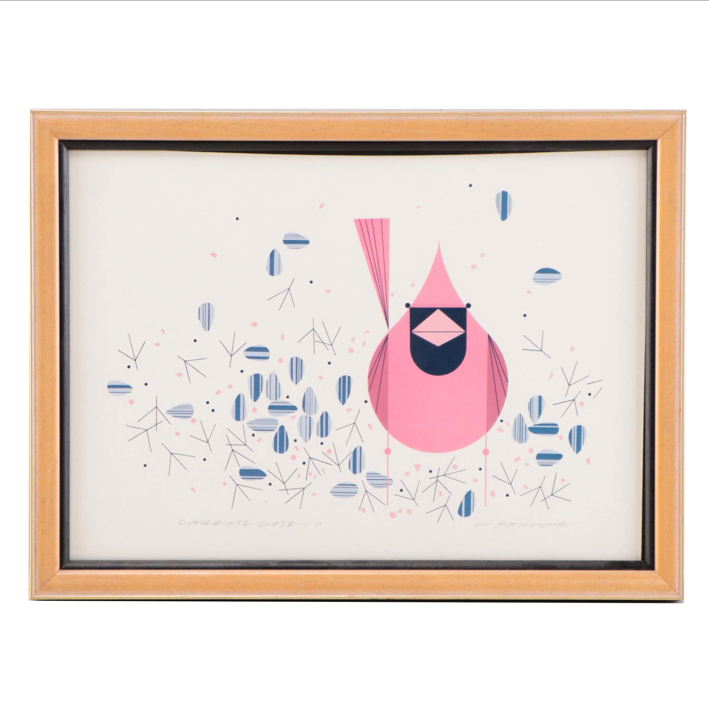 Charley Harper Offset Lithograph "Cardinal Close-Up"