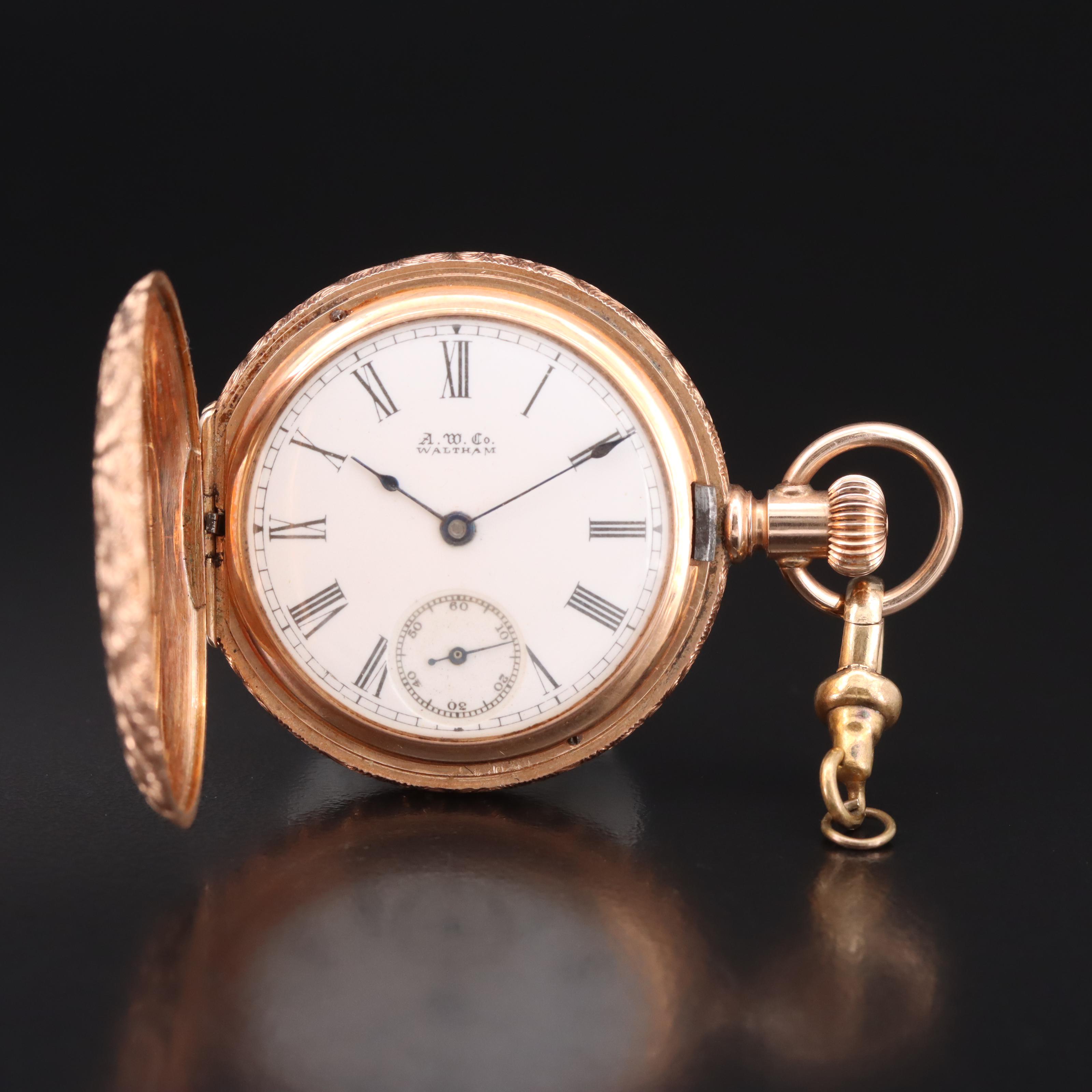 1891-92 14K Waltham Hunter Case Pocket Watch
