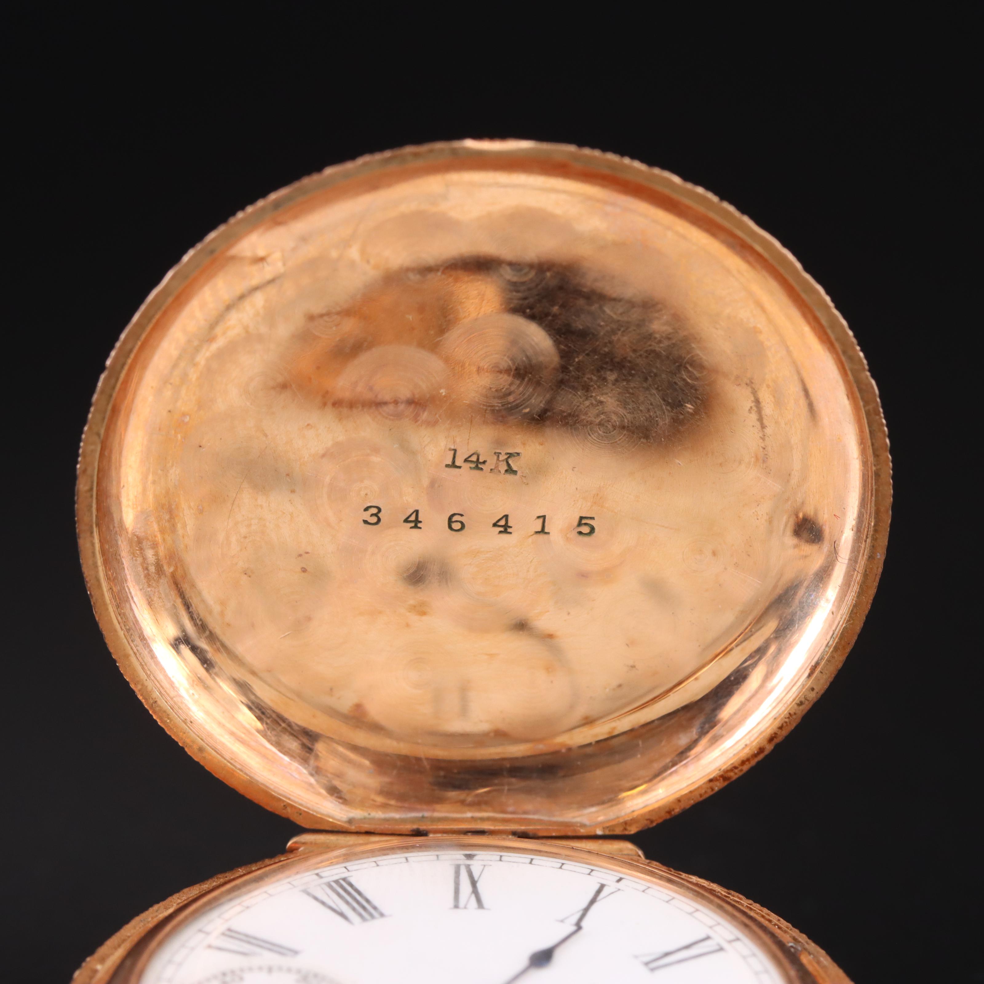 1891-92 14K Waltham Hunter Case Pocket Watch