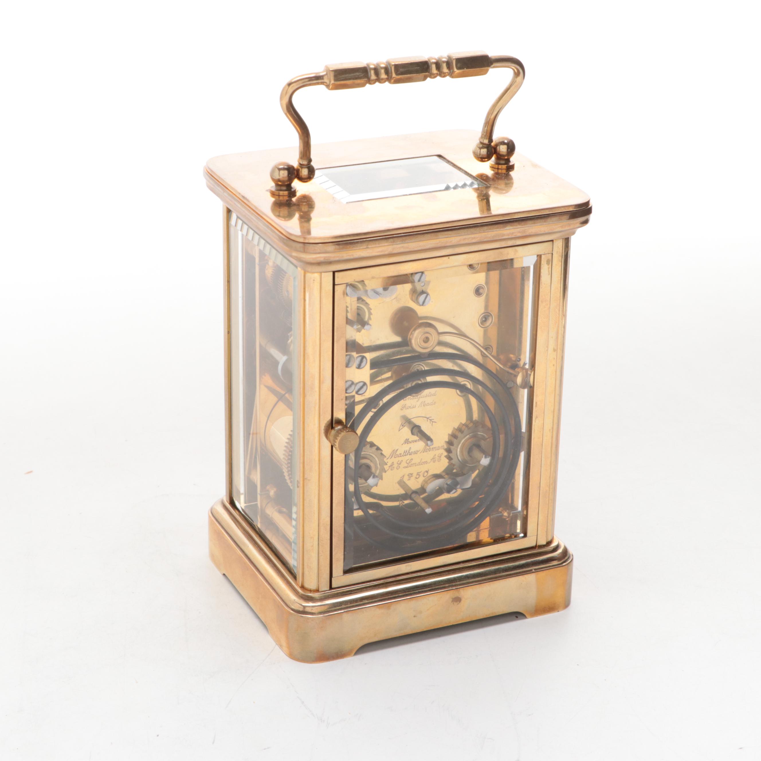 Matthew Norman Brass and Glass Carriage Clock