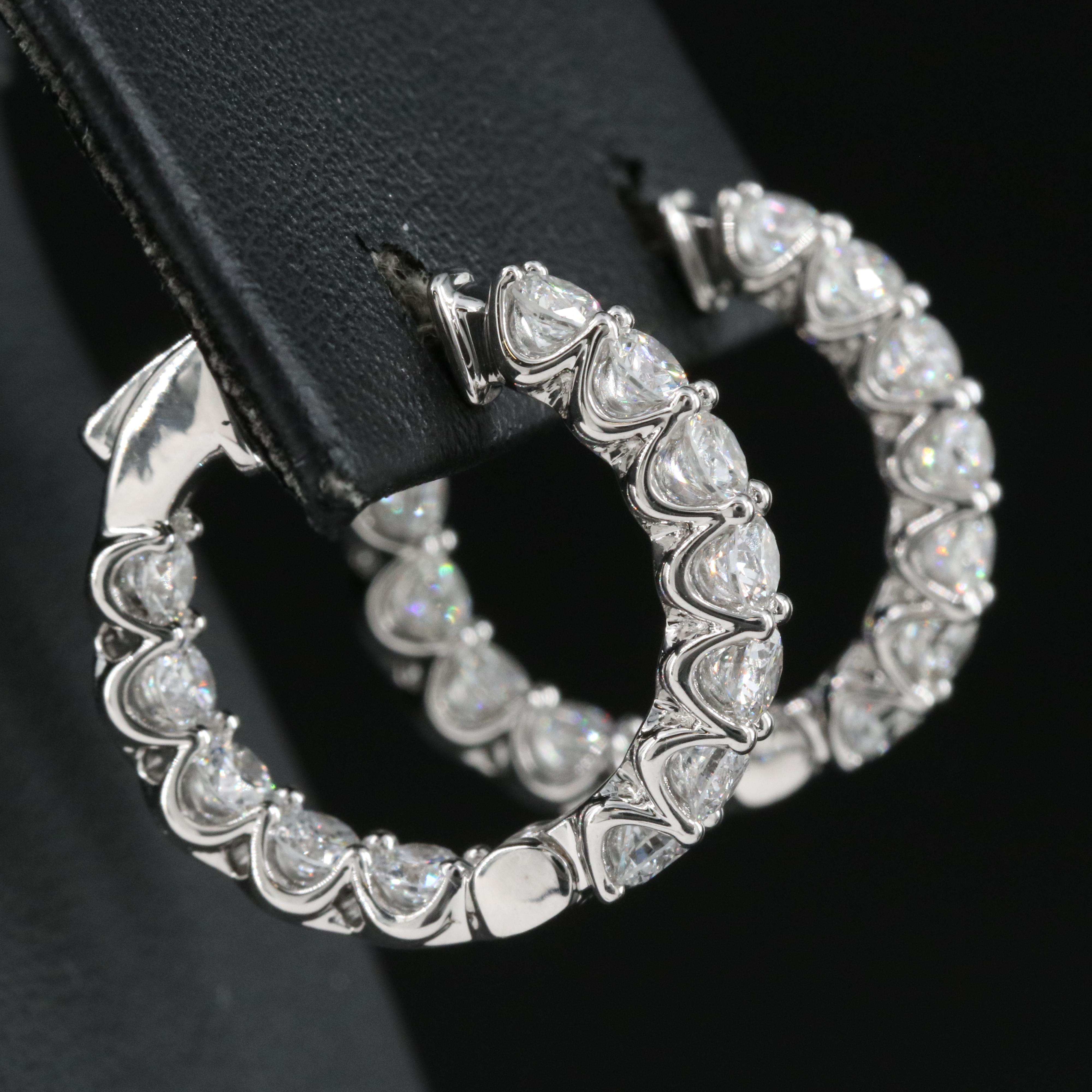 14K 2.50 CTW Lab Grown Diamond Inside-Out Hoop Earrings