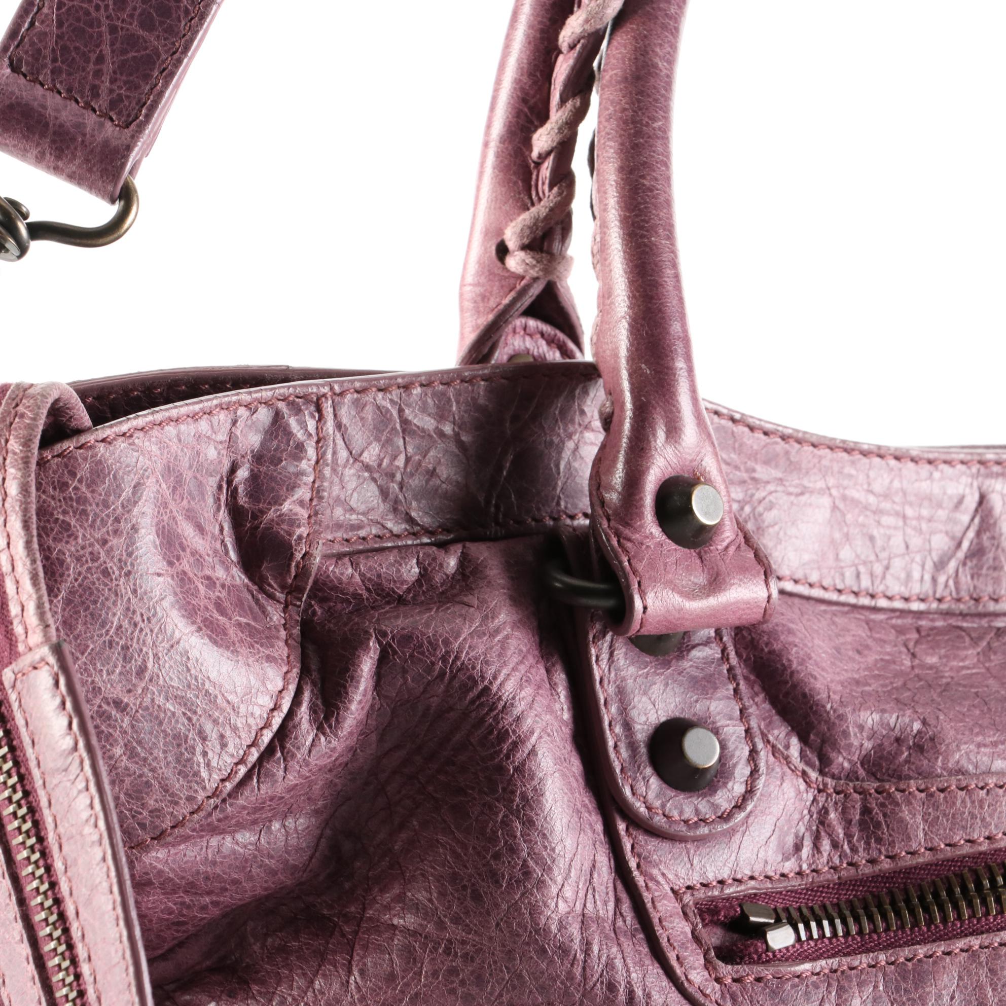 Balenciaga Motorcycle City Bag in Lilac Lambskin Leather