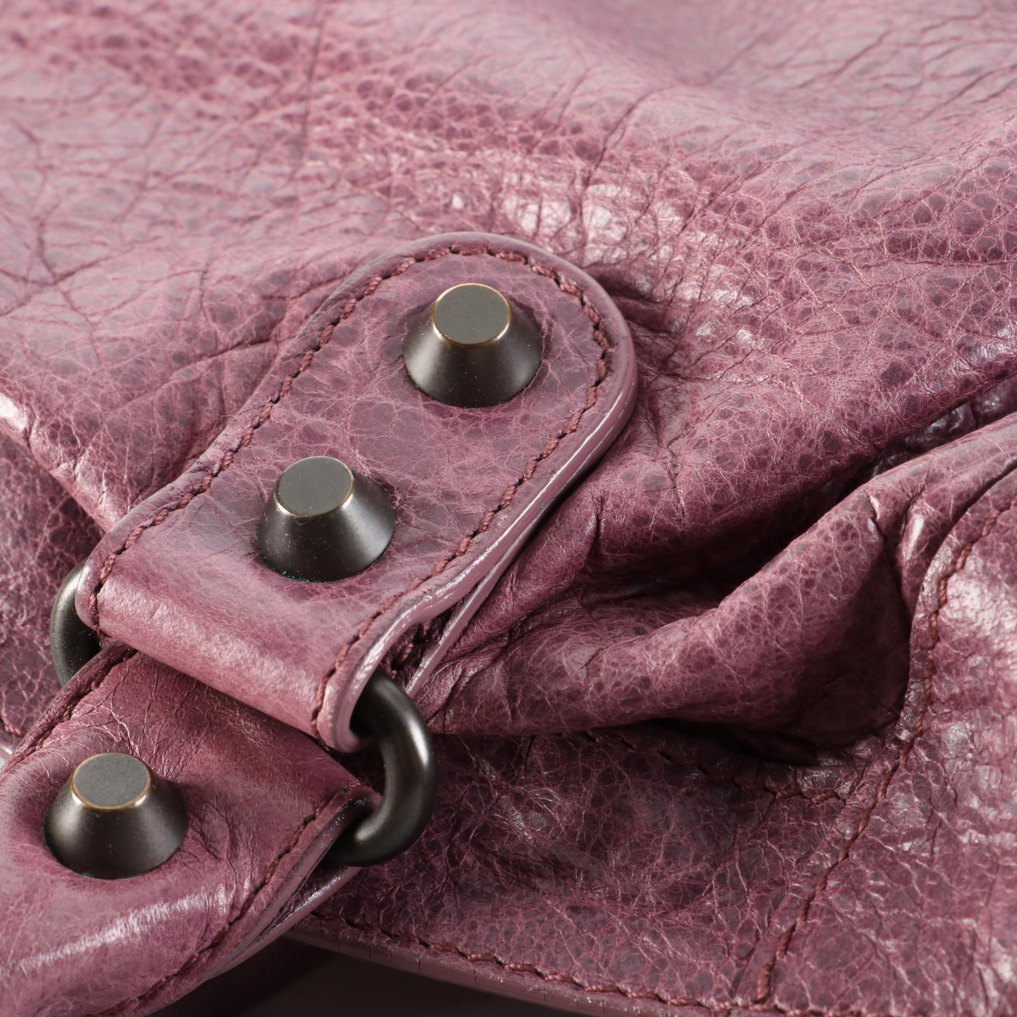 Balenciaga Motorcycle City Bag in Lilac Lambskin Leather