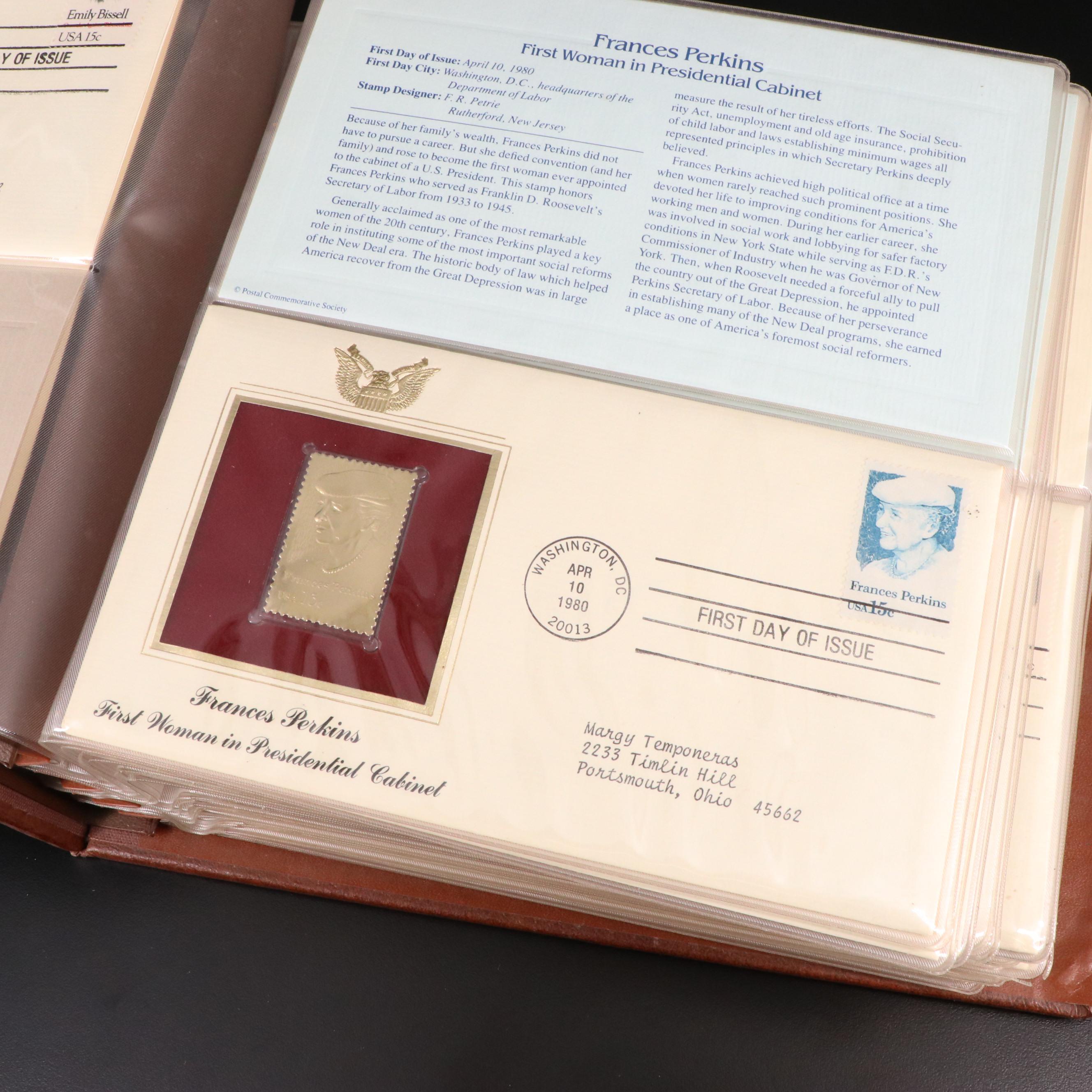 Small Stamp Collection Including Marilyn Monroe and Golden Replicas