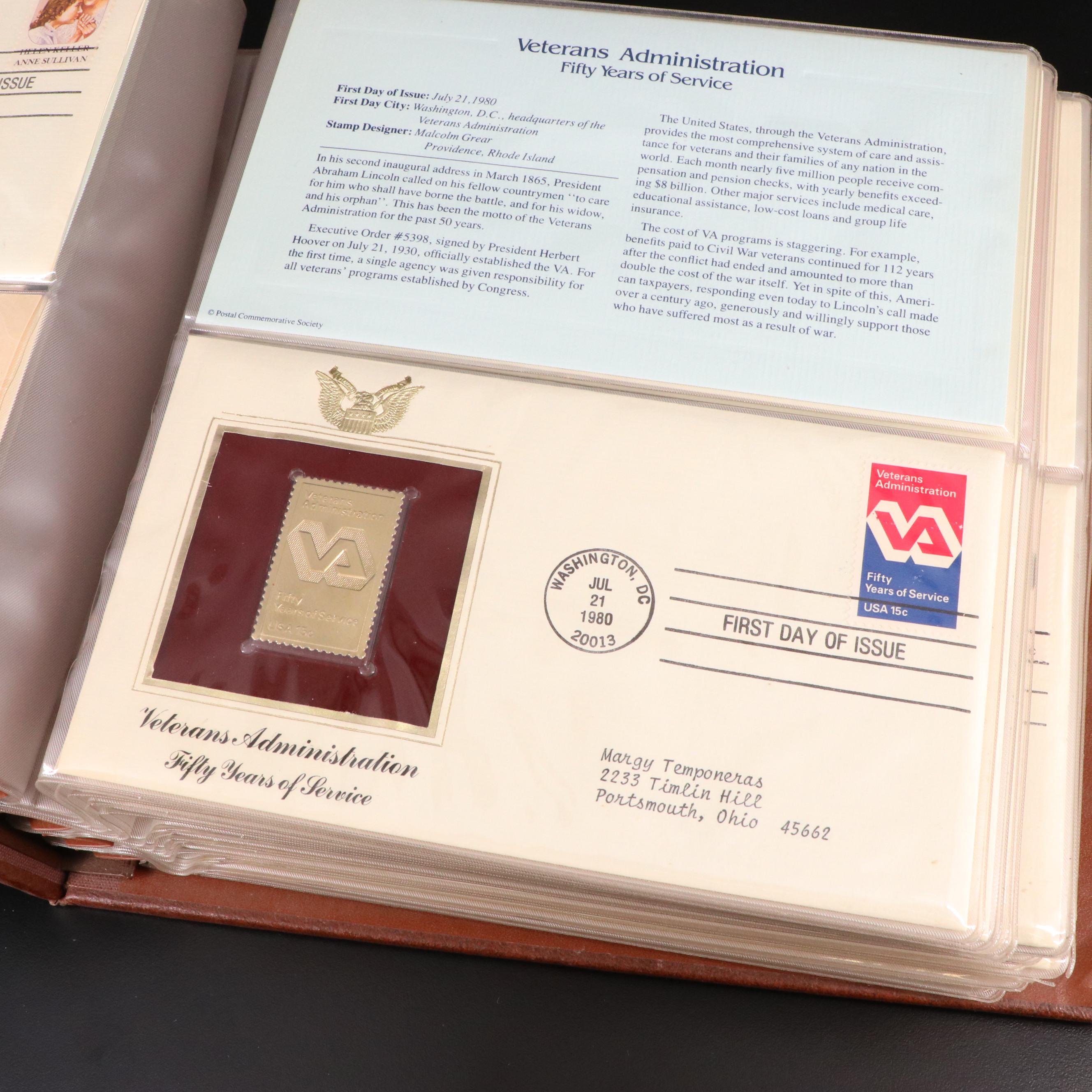 Small Stamp Collection Including Marilyn Monroe and Golden Replicas