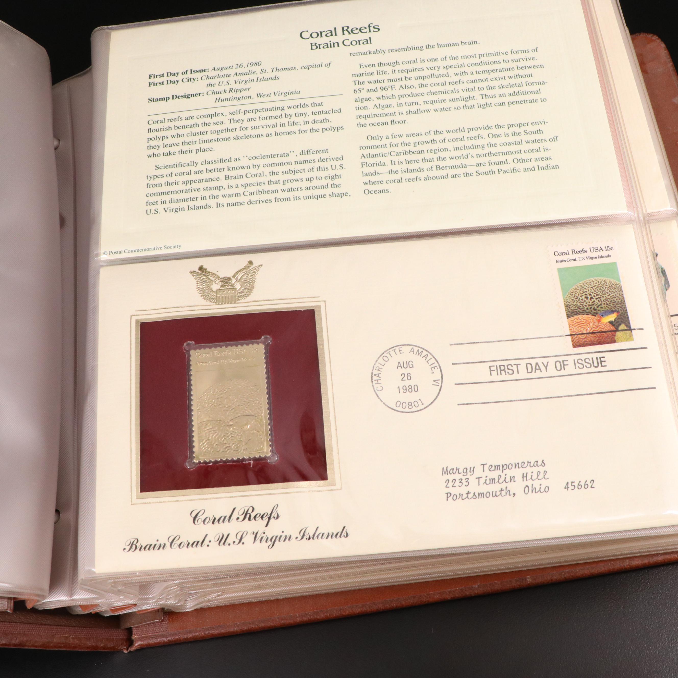 Small Stamp Collection Including Marilyn Monroe and Golden Replicas