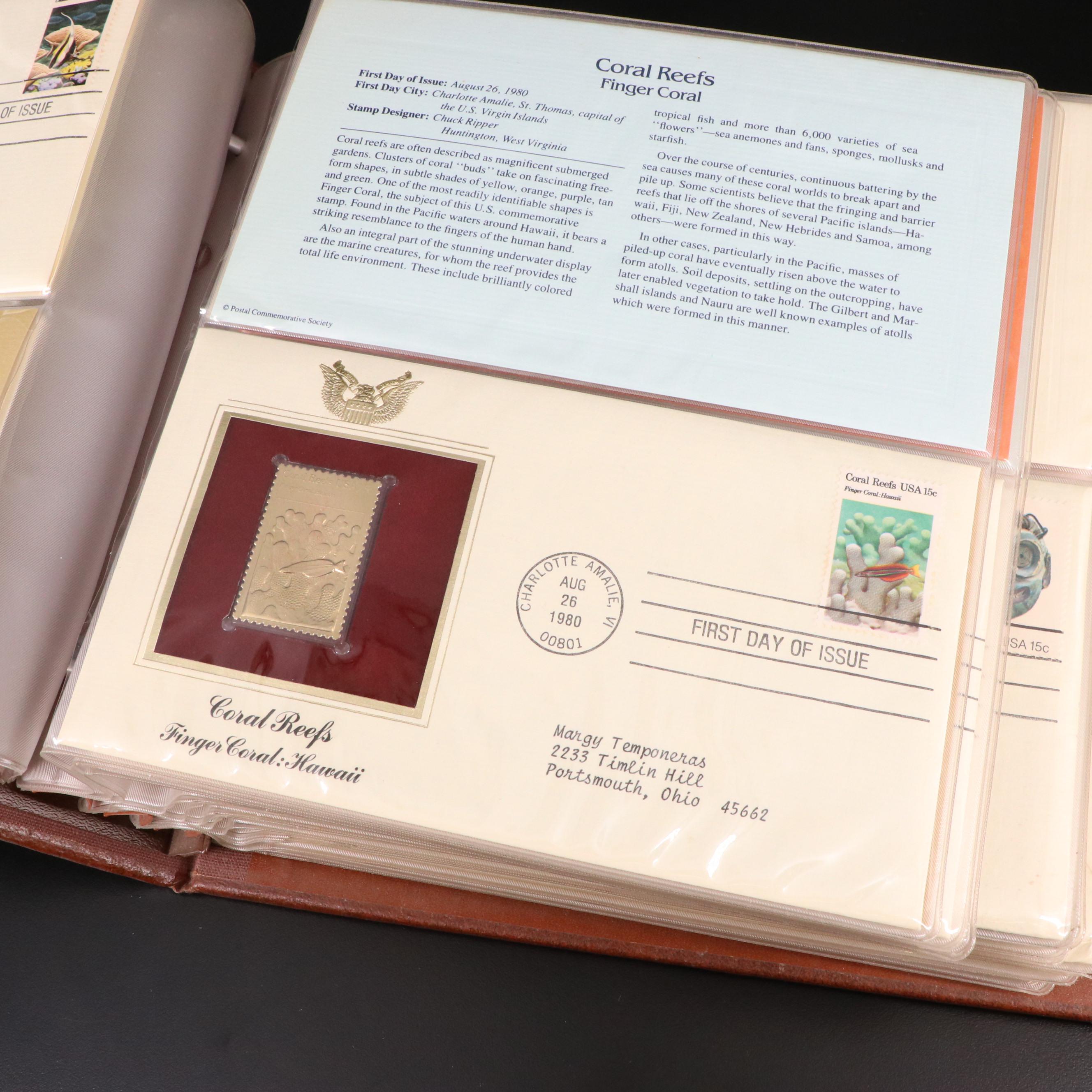 Small Stamp Collection Including Marilyn Monroe and Golden Replicas