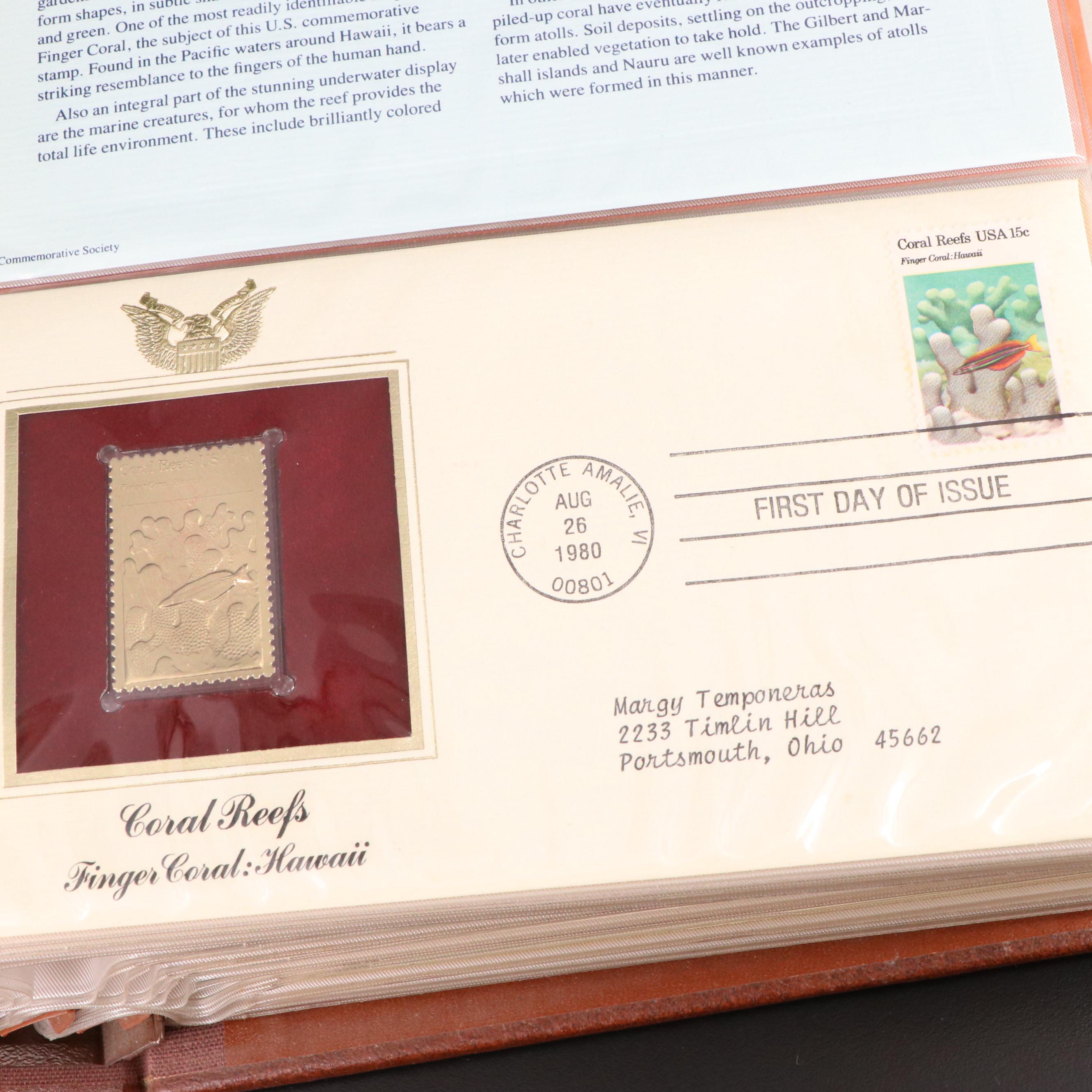 Small Stamp Collection Including Marilyn Monroe and Golden Replicas