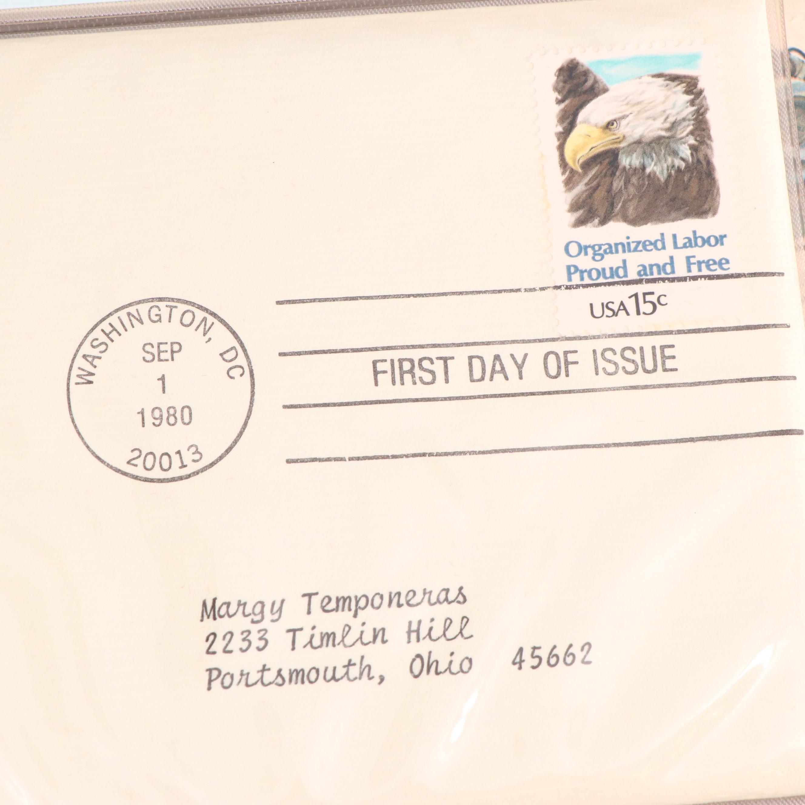 Small Stamp Collection Including Marilyn Monroe and Golden Replicas