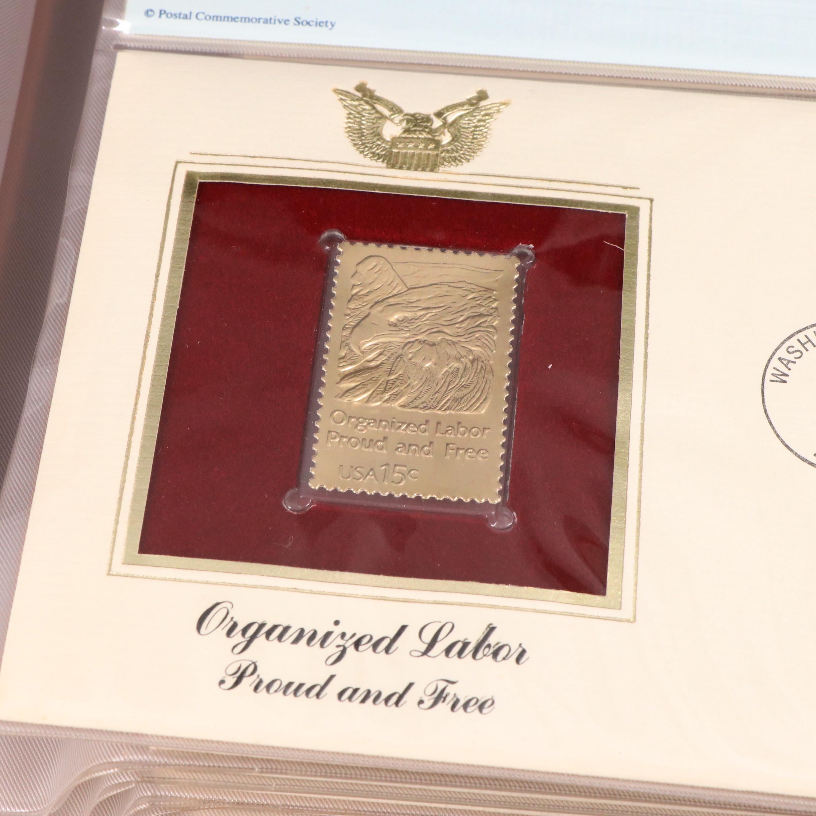 Small Stamp Collection Including Marilyn Monroe and Golden Replicas