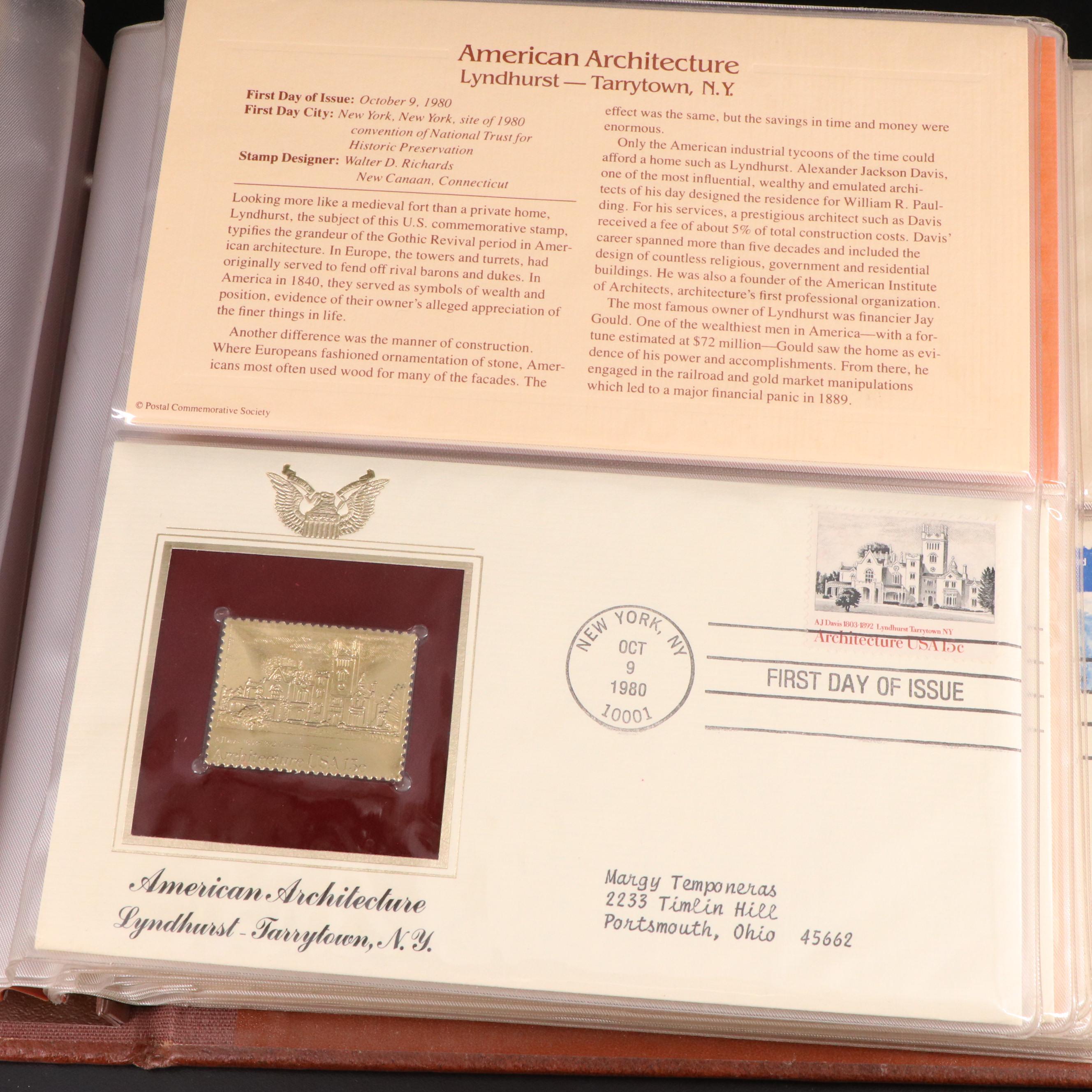 Small Stamp Collection Including Marilyn Monroe and Golden Replicas