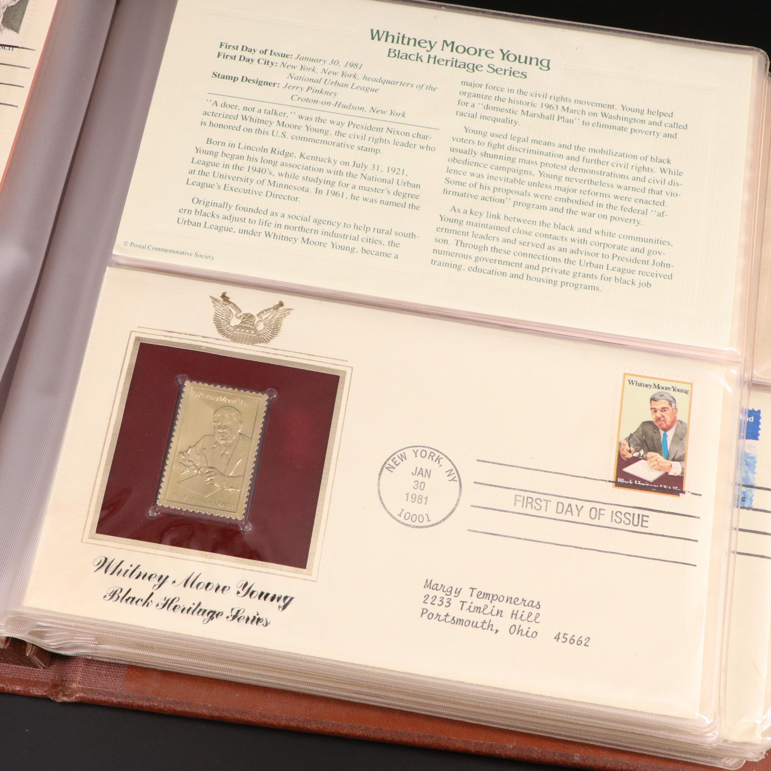 Small Stamp Collection Including Marilyn Monroe and Golden Replicas