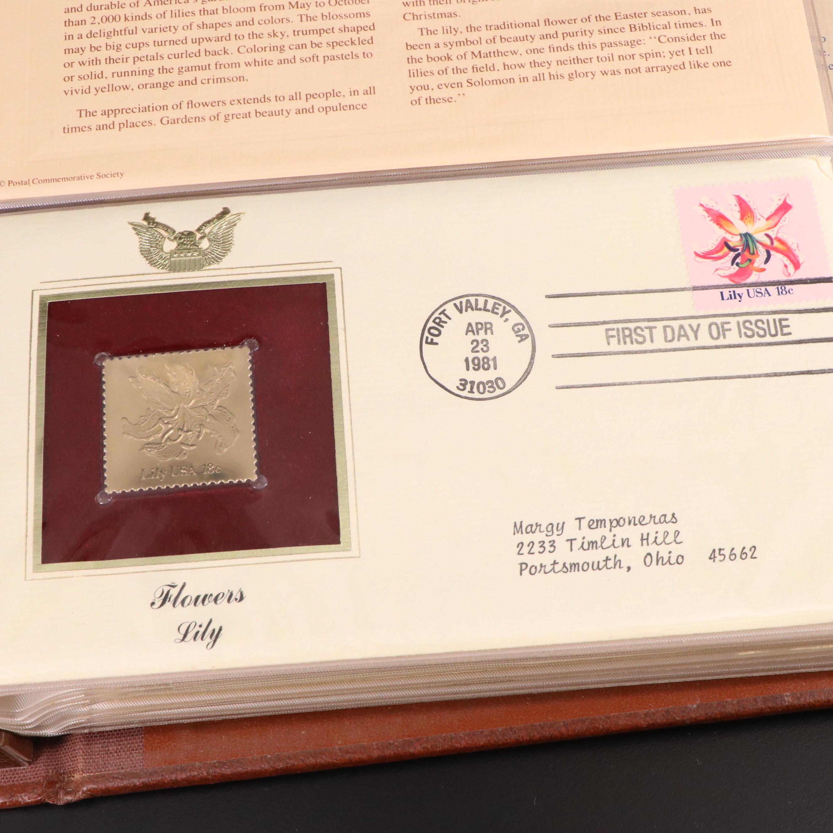 Small Stamp Collection Including Marilyn Monroe and Golden Replicas