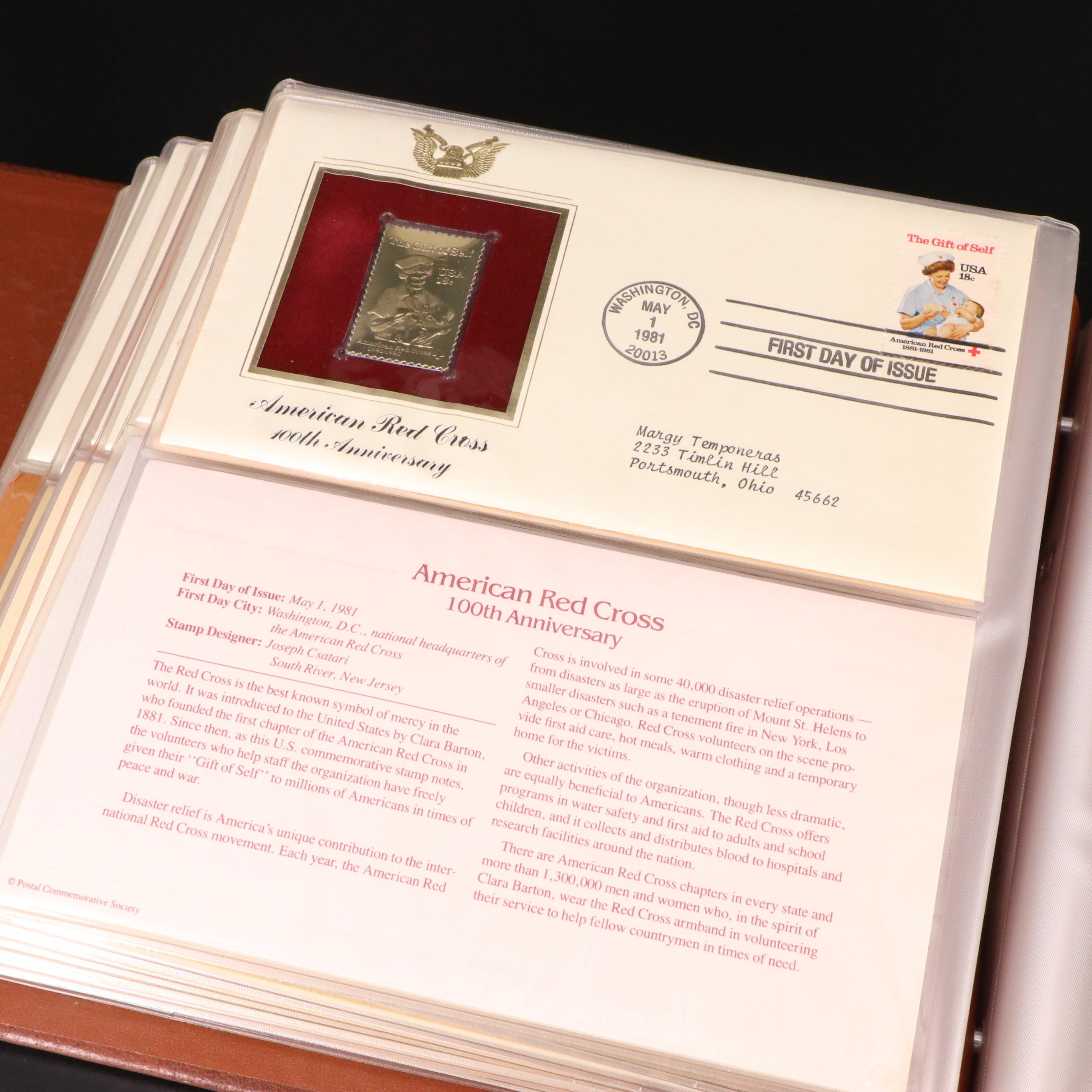 Small Stamp Collection Including Marilyn Monroe and Golden Replicas