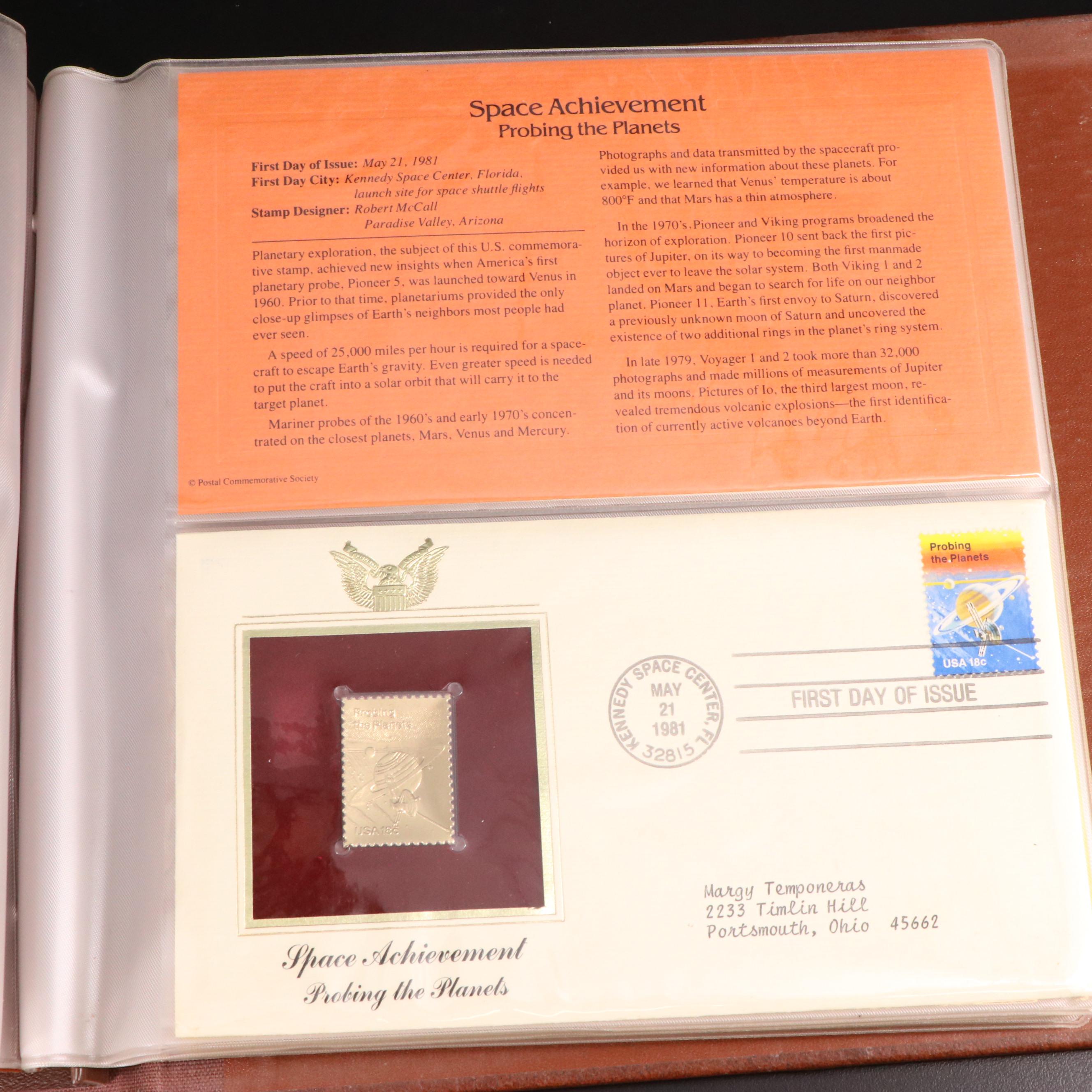 Small Stamp Collection Including Marilyn Monroe and Golden Replicas