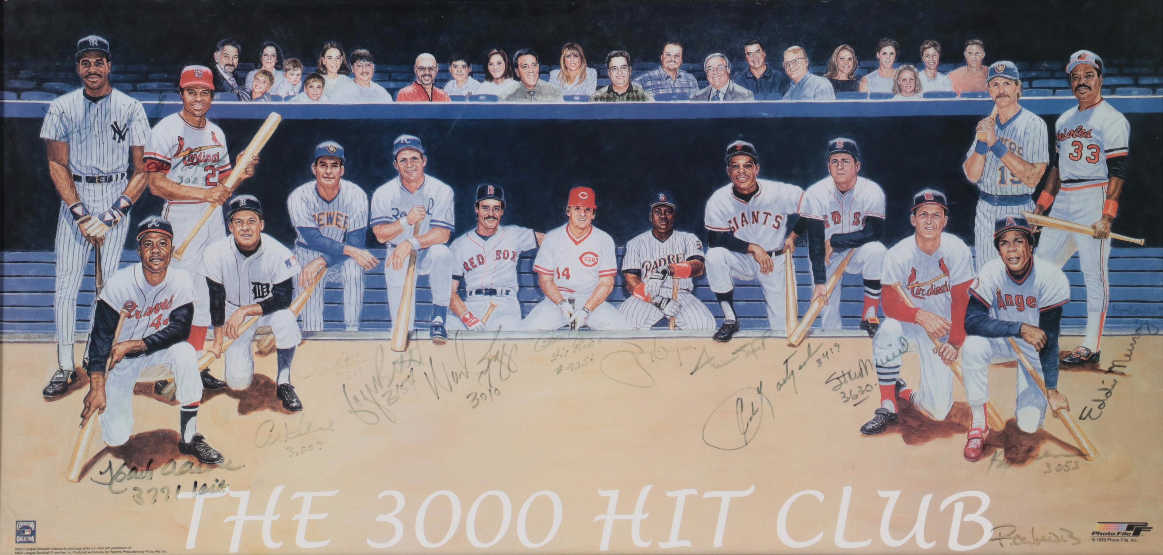 "The 3000 Hit Club" Signed Giclée, Hank Aaron, Wade Boggs, Willie Mays