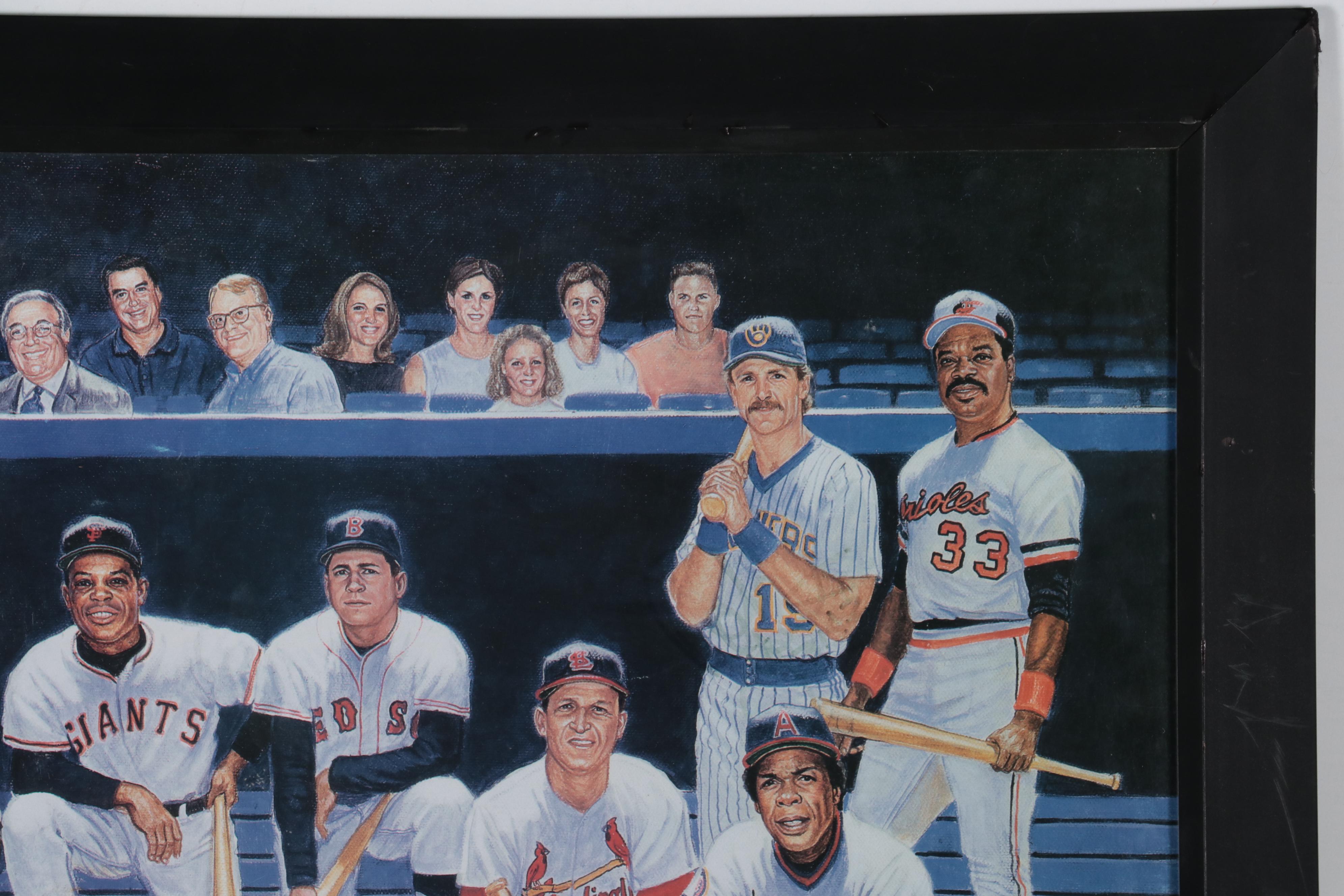"The 3000 Hit Club" Signed Giclée, Hank Aaron, Wade Boggs, Willie Mays