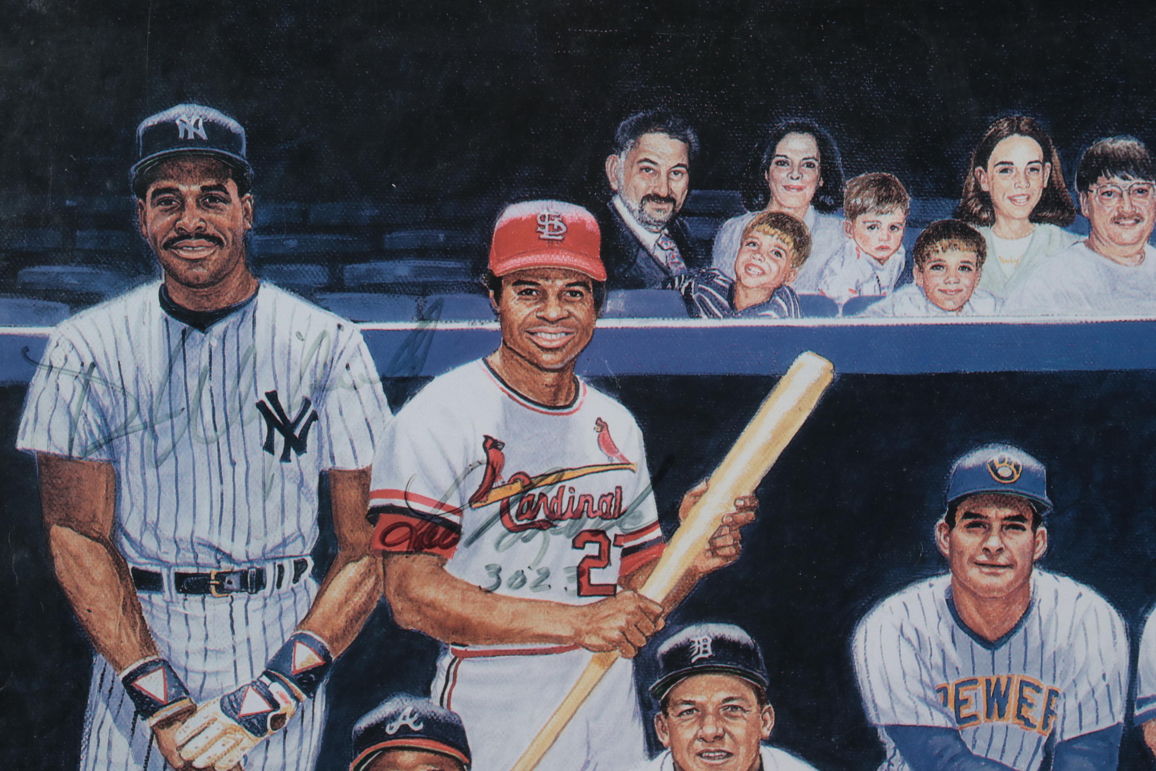 "The 3000 Hit Club" Signed Giclée, Hank Aaron, Wade Boggs, Willie Mays