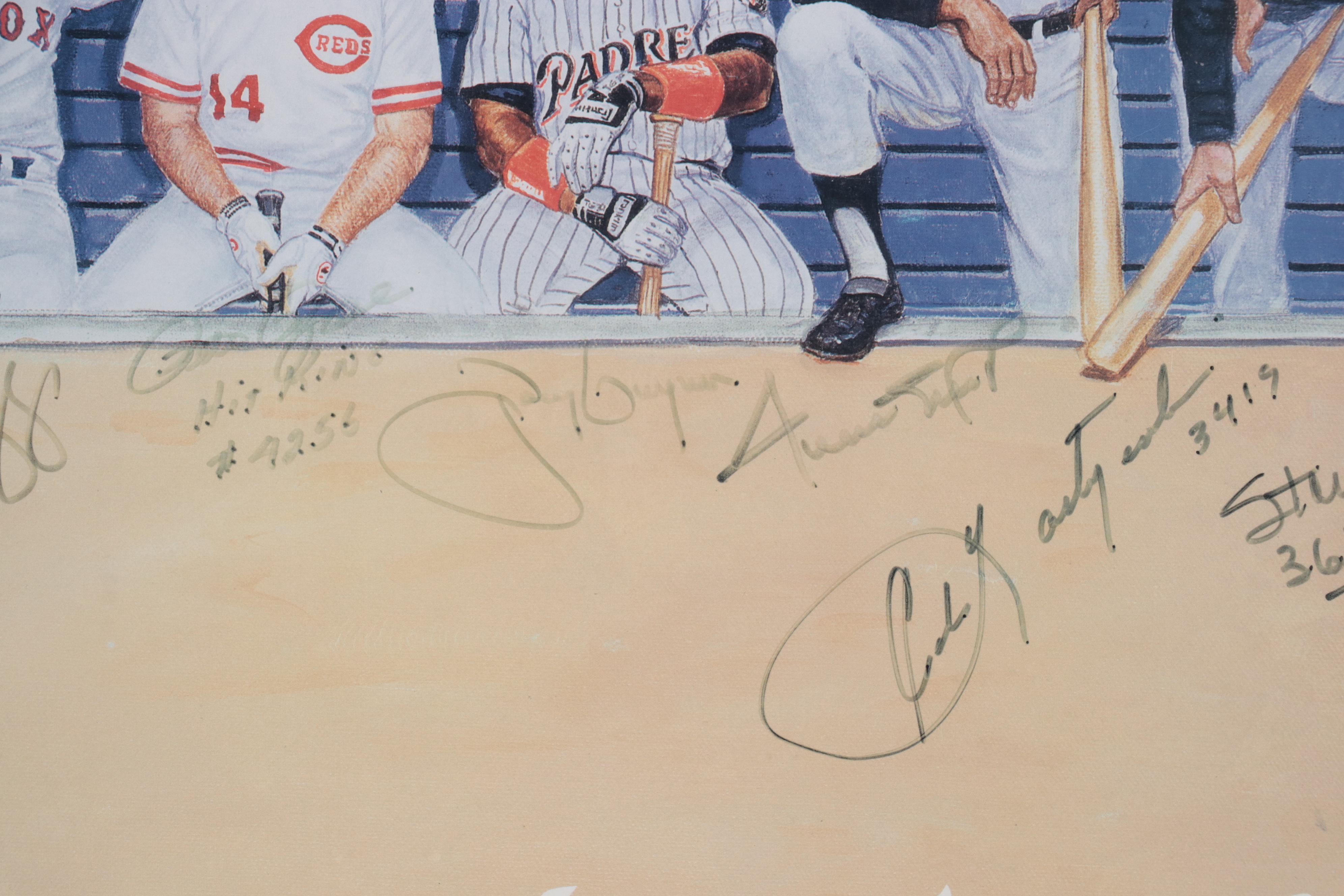 "The 3000 Hit Club" Signed Giclée, Hank Aaron, Wade Boggs, Willie Mays