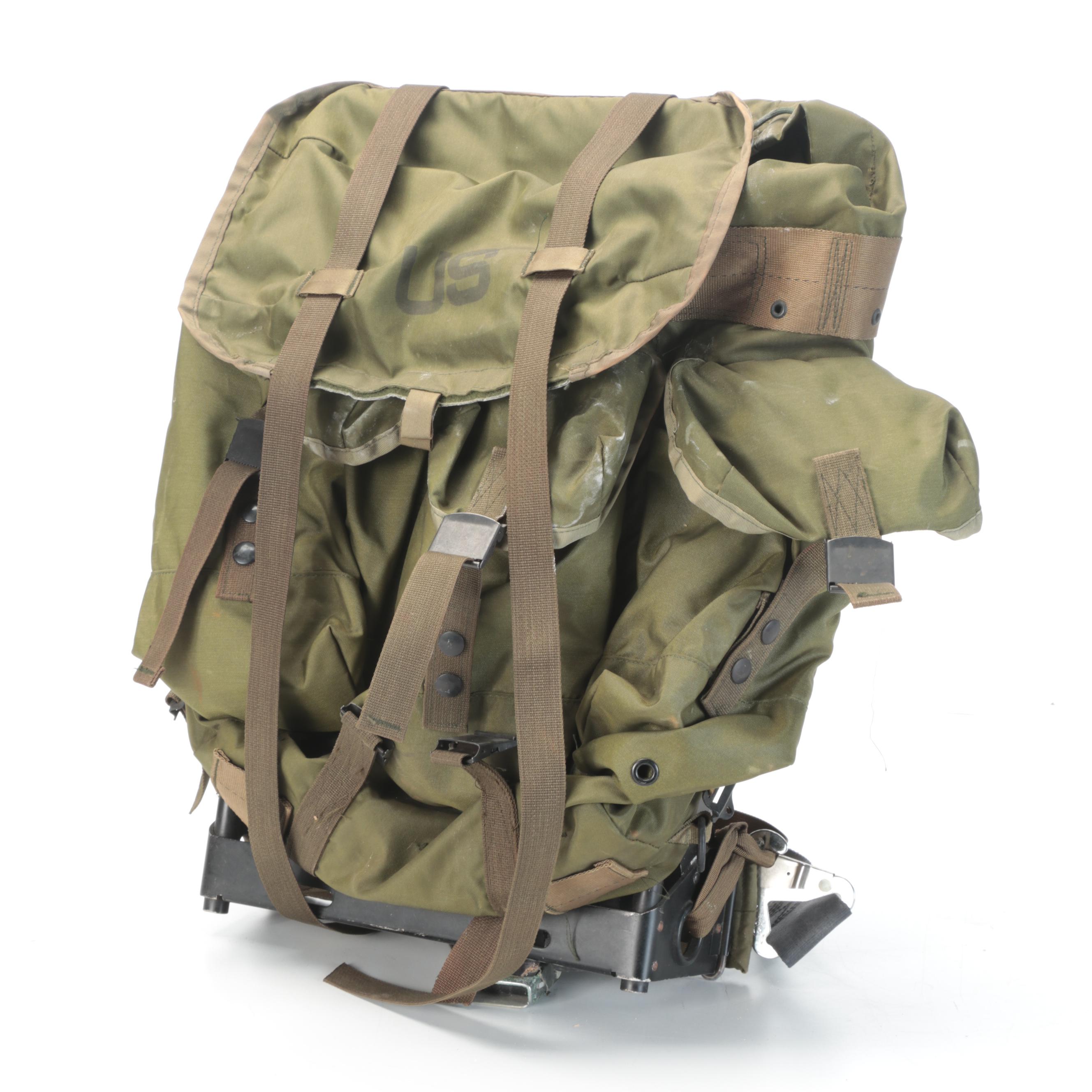 U. S. Army ALICE Pack, Pouches, Netting Hat and More Gear, Late 20th Century