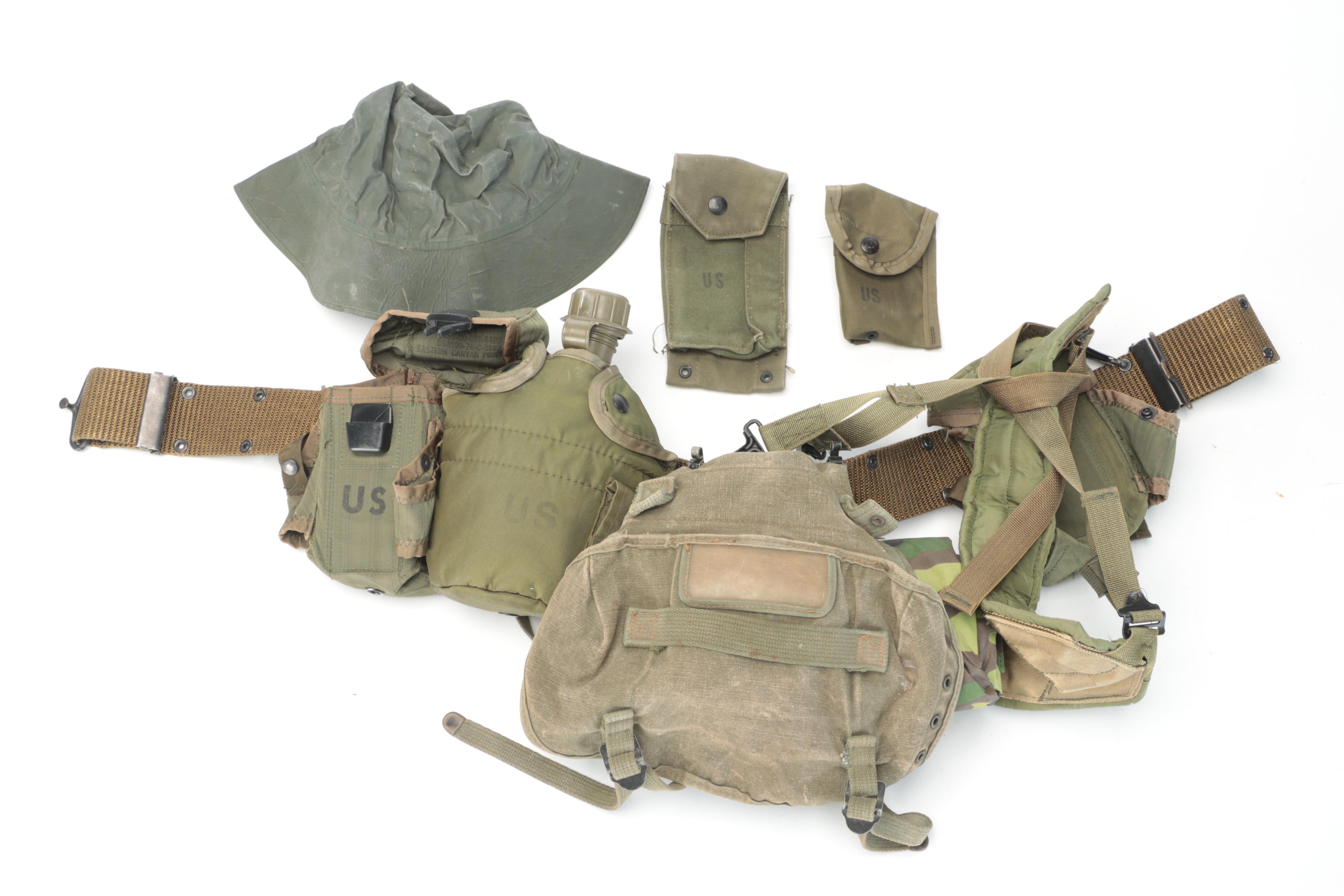 U. S. Army ALICE Pack, Pouches, Netting Hat and More Gear, Late 20th Century