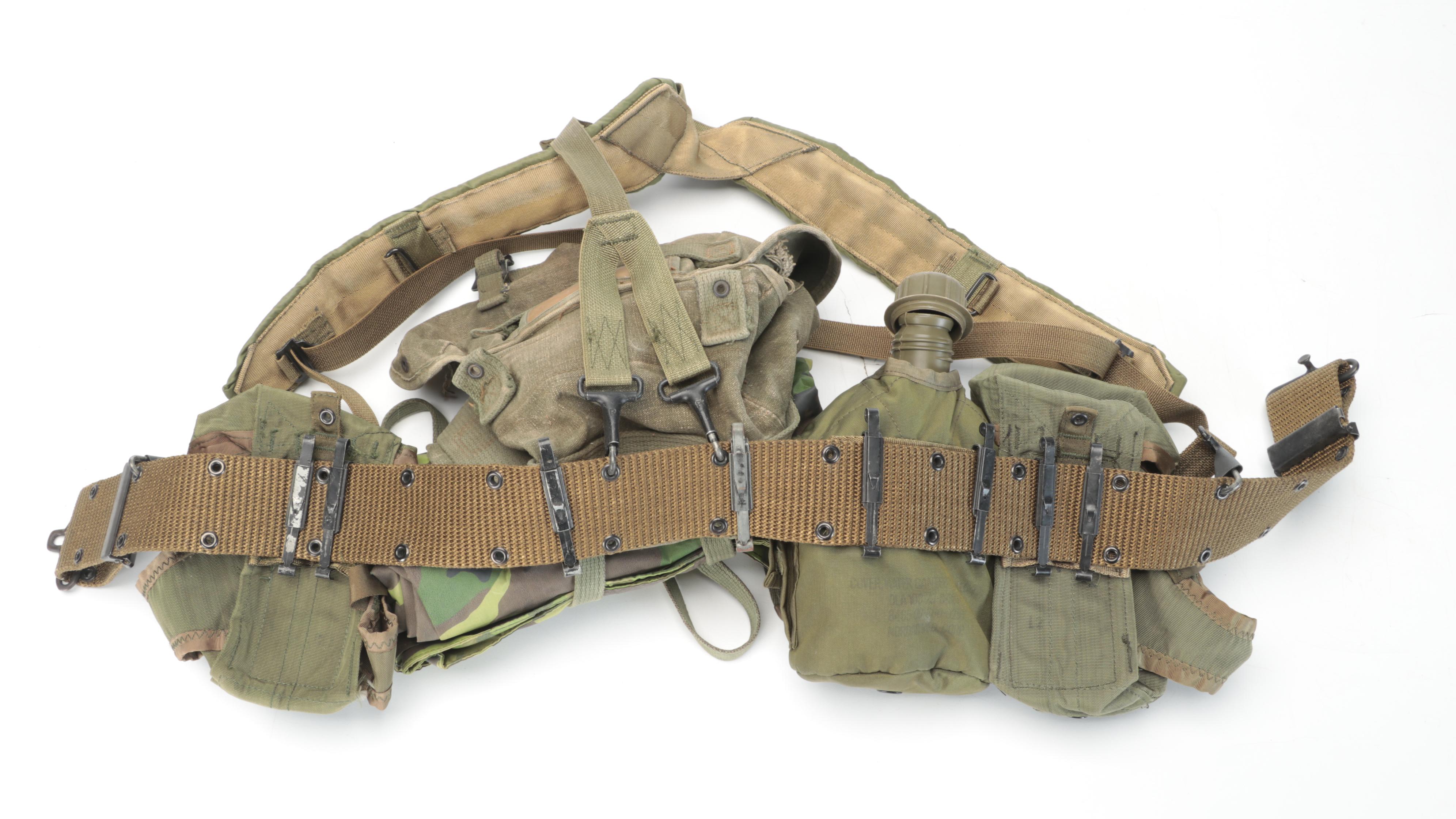 U. S. Army ALICE Pack, Pouches, Netting Hat and More Gear, Late 20th Century