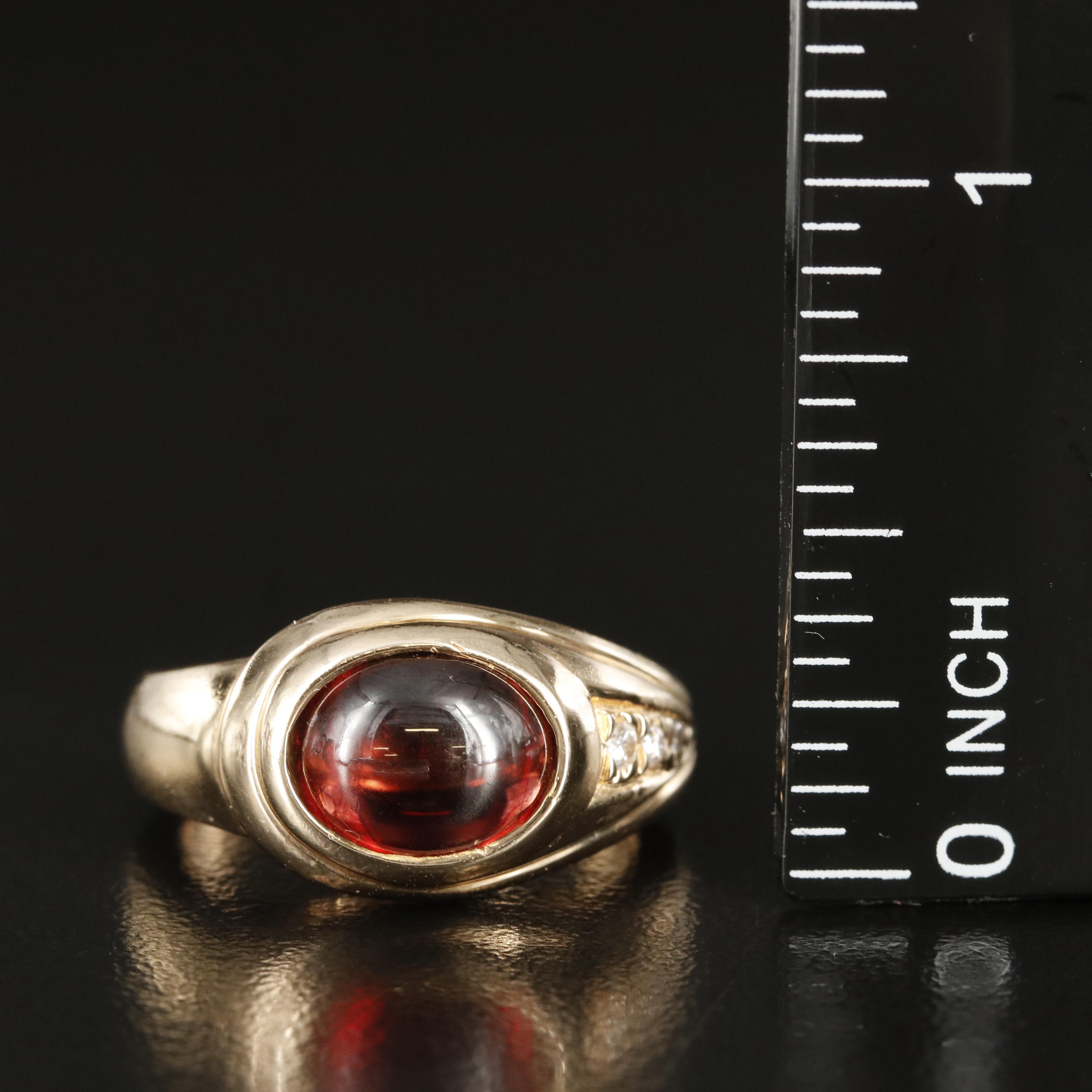 14K Garnet and Diamond Bezel Set Ring