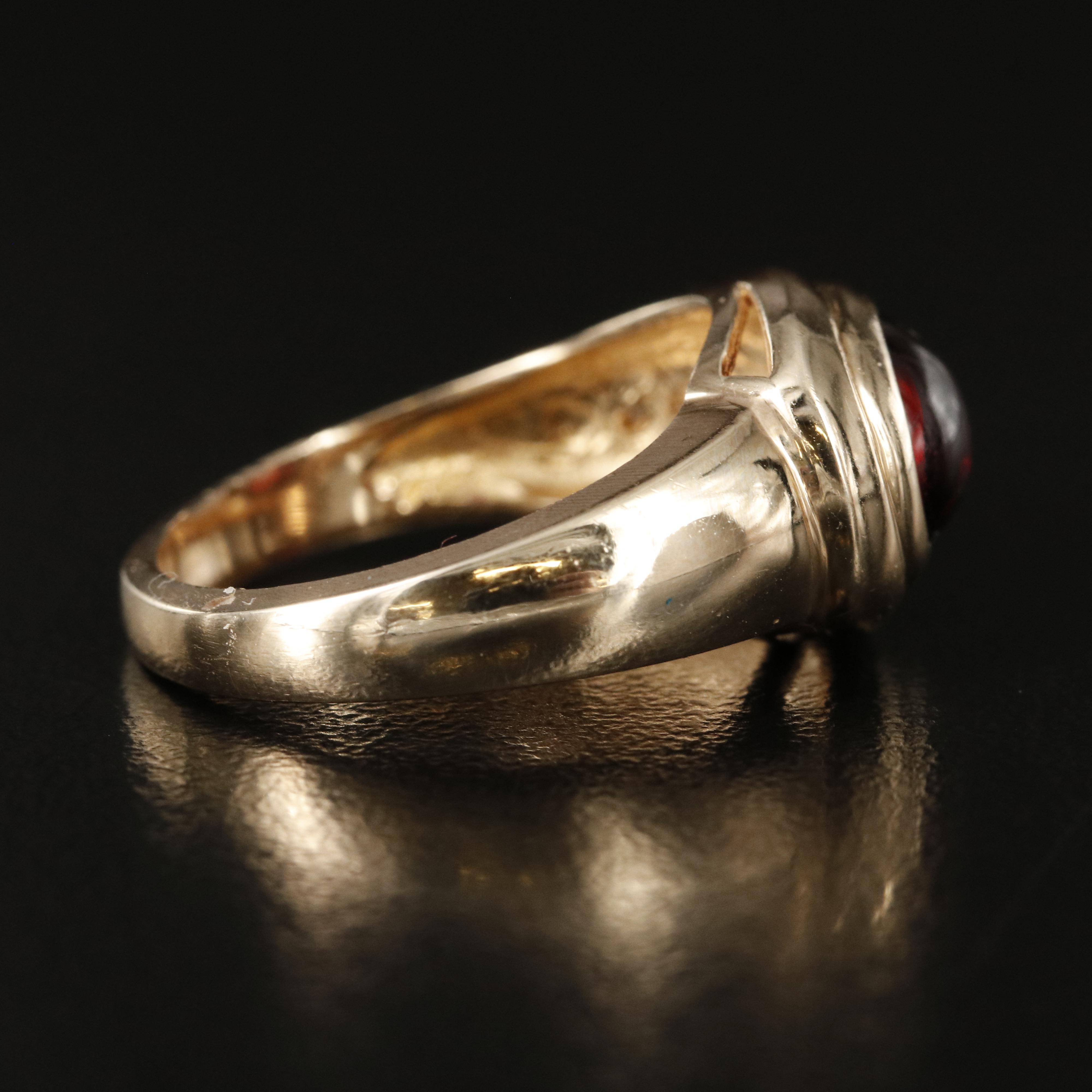 14K Garnet and Diamond Bezel Set Ring