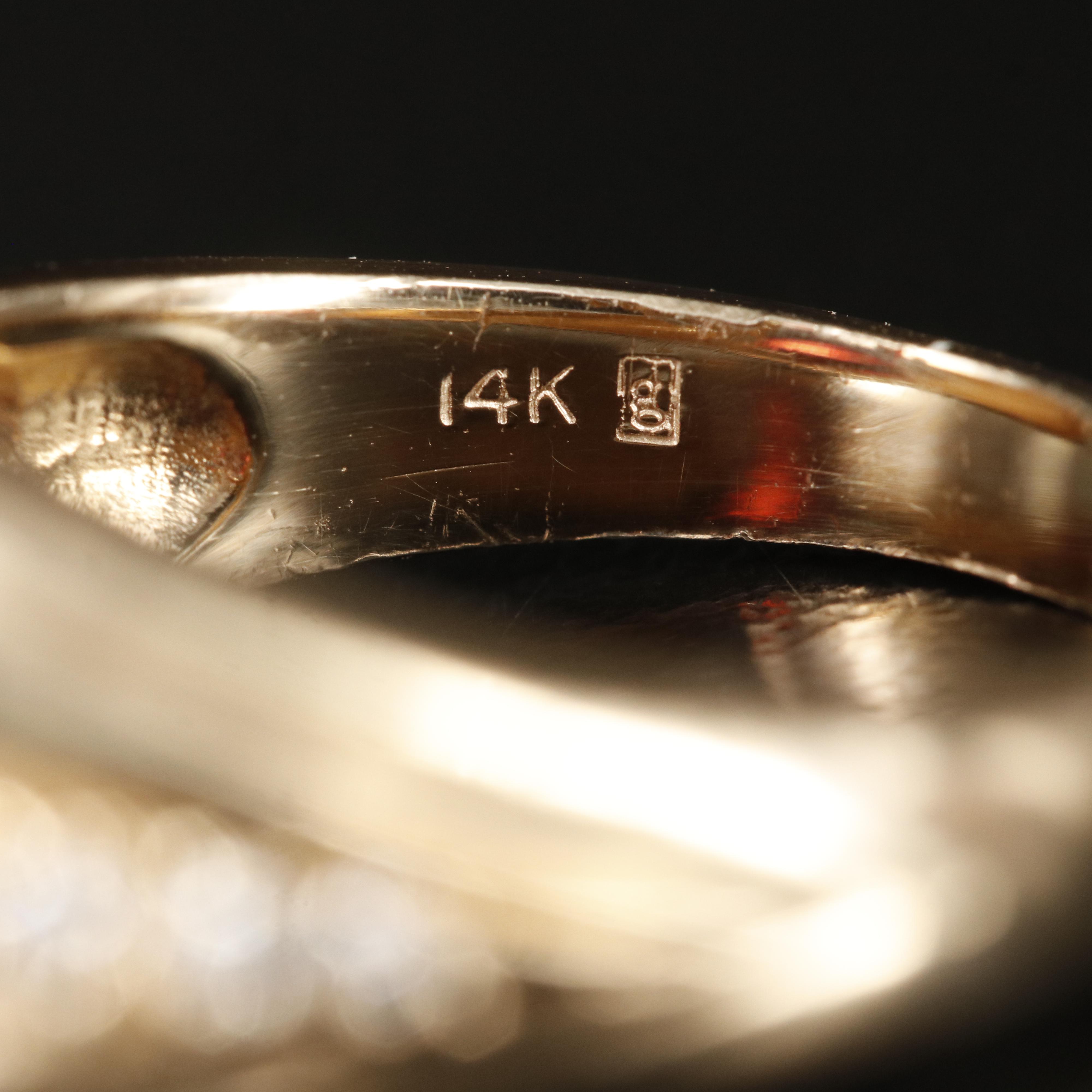 14K Garnet and Diamond Bezel Set Ring