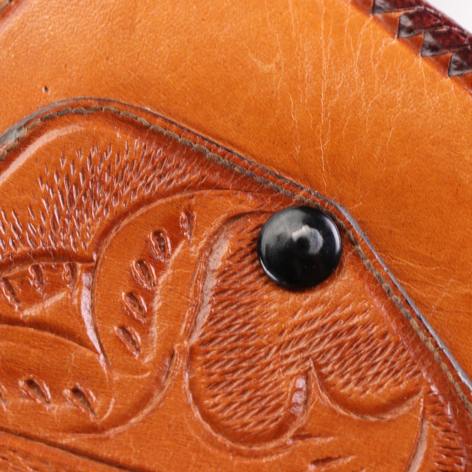 Hand Tooled Leather Shoulder Bag with Convertible Strap