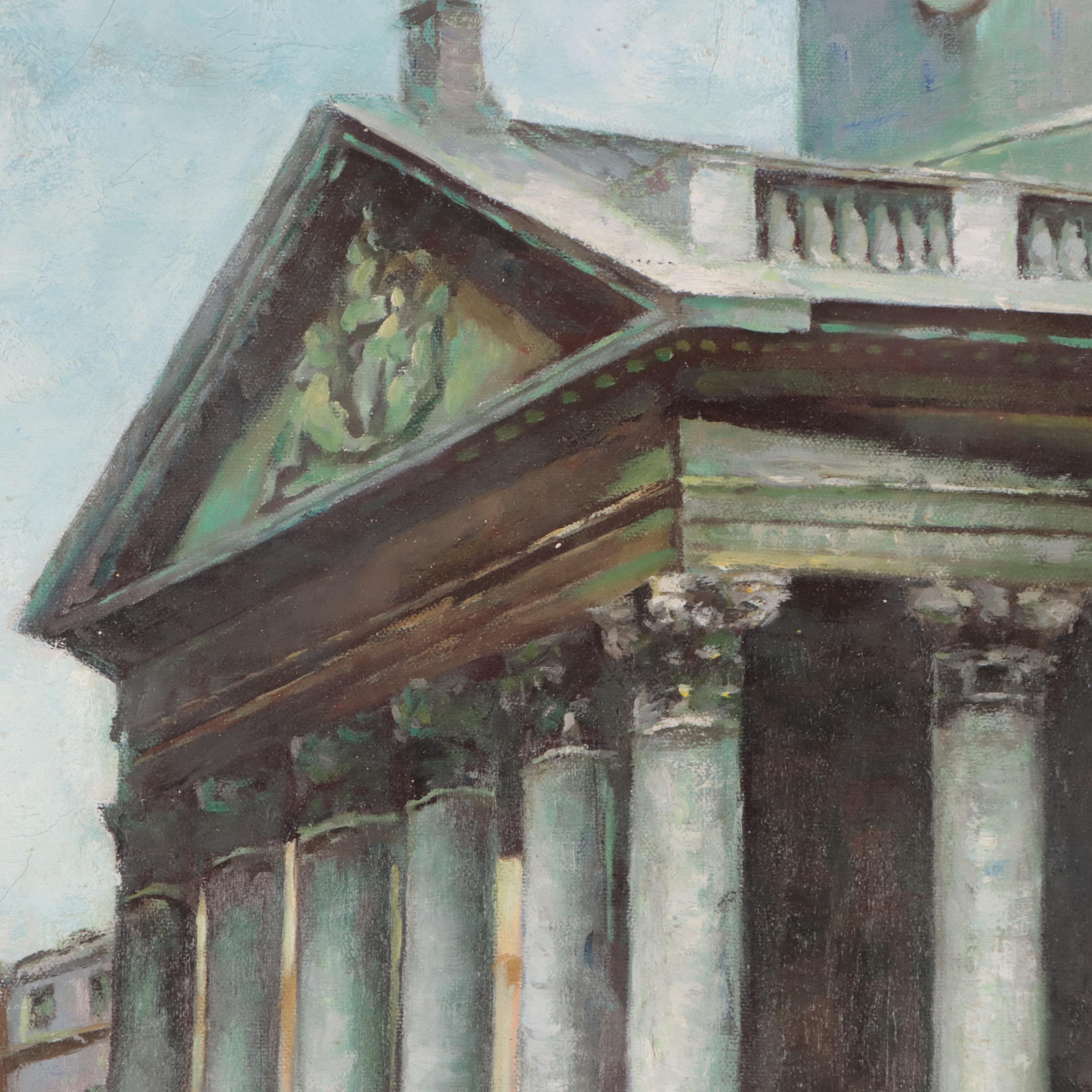 Oil Painting of European Street Scene