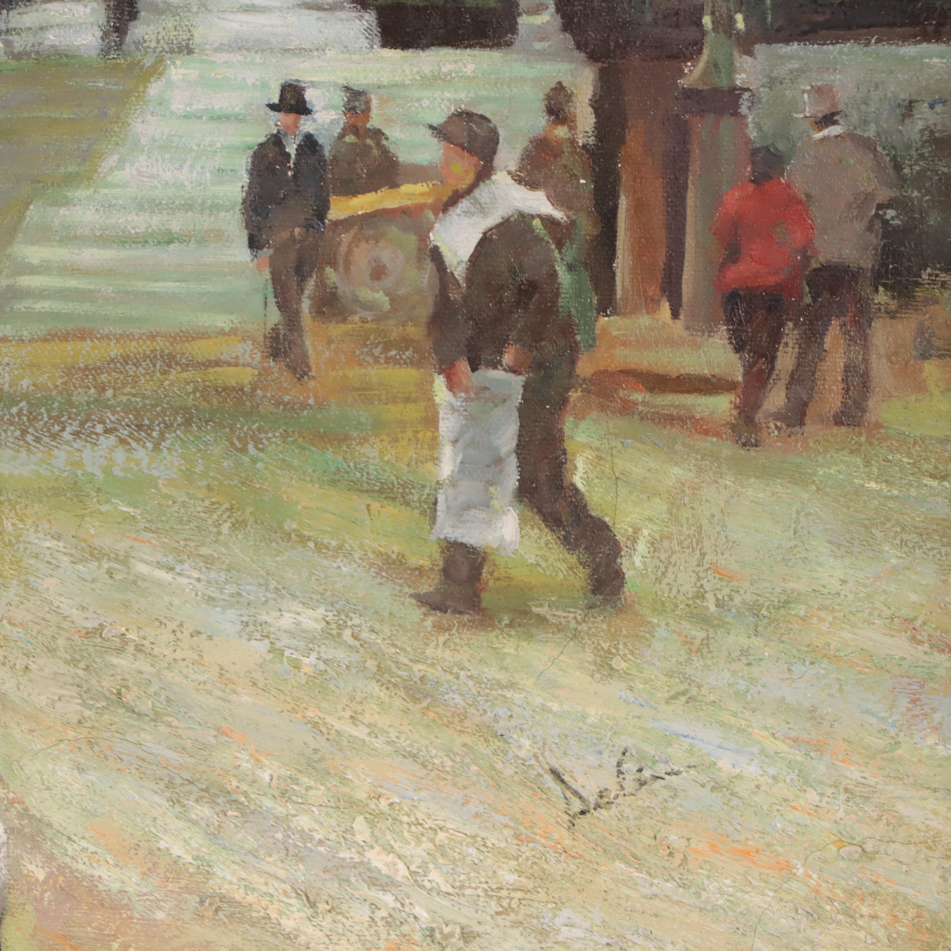 Oil Painting of European Street Scene