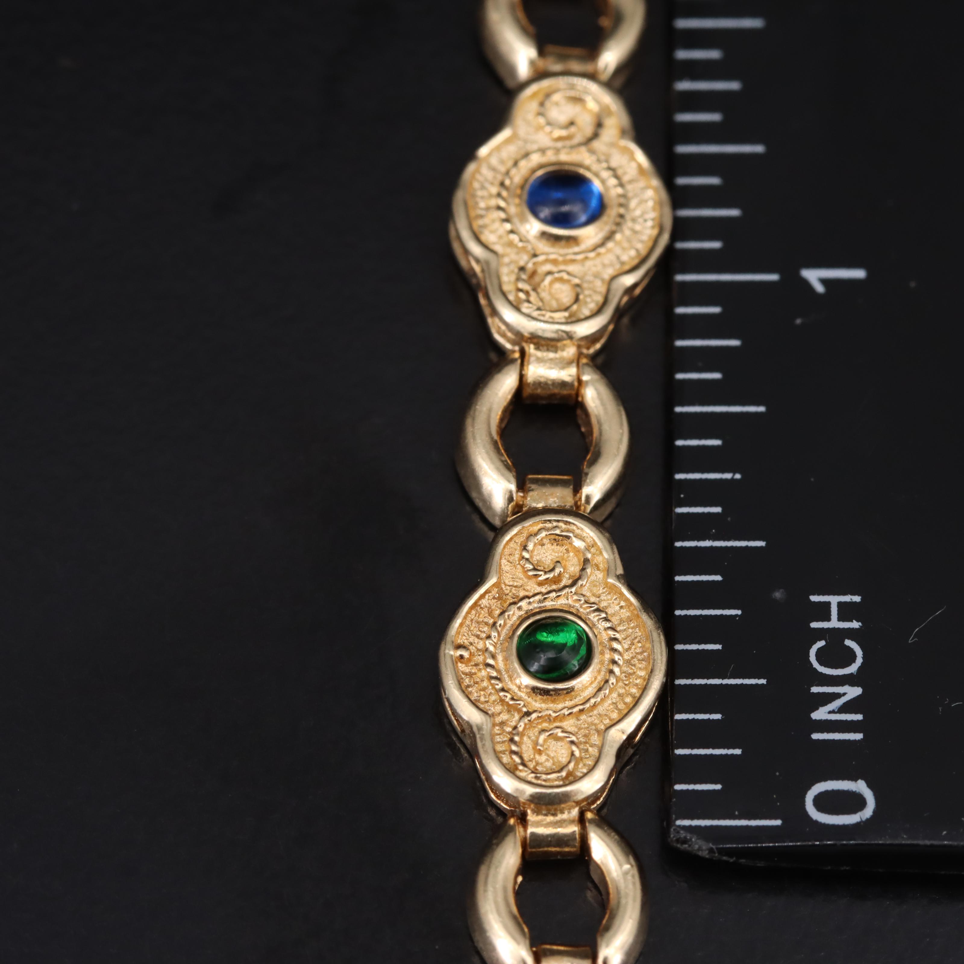 14K Ruby, Emerald and Sapphire Quatrefoil Link Bracelet