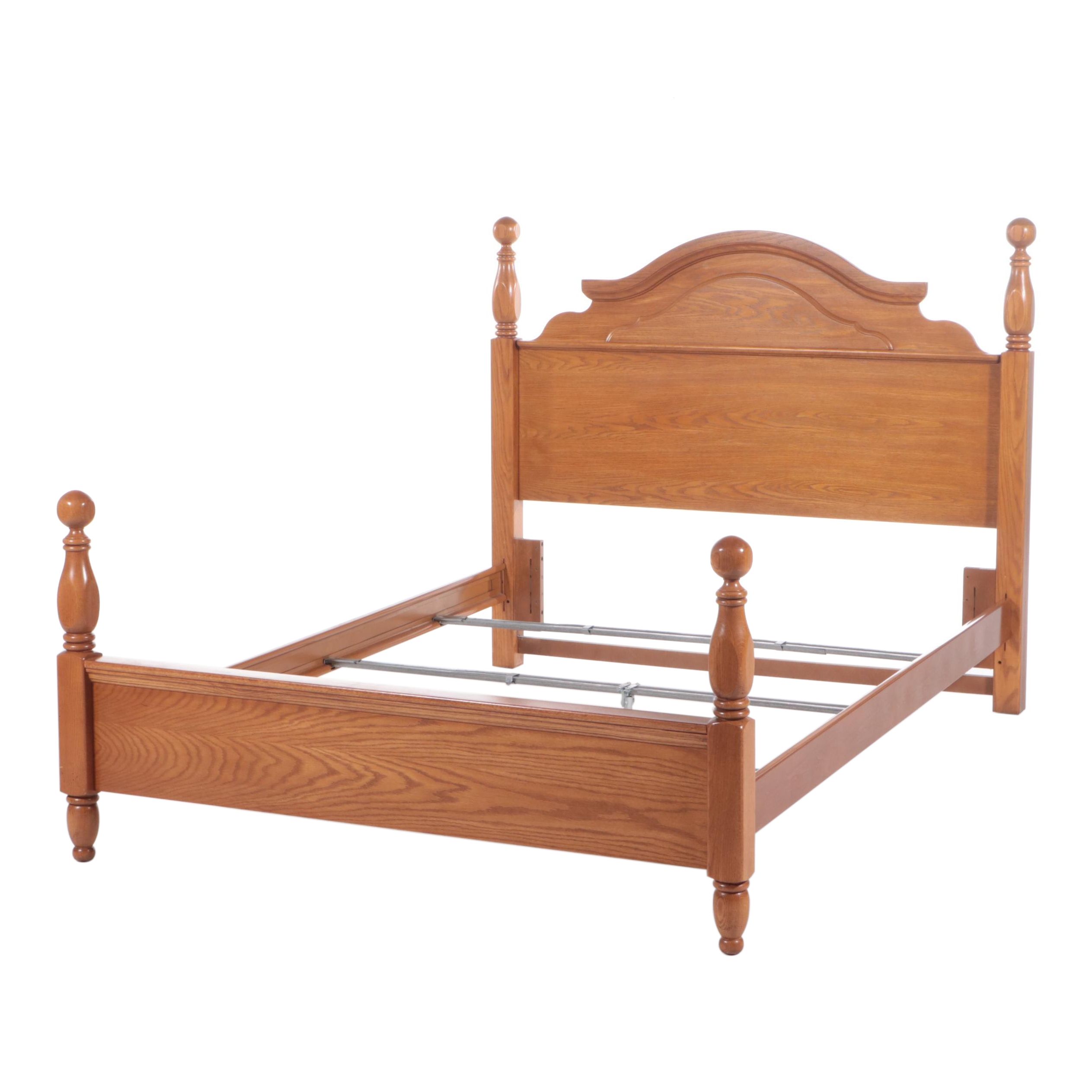 Federal Style Oak Full/Queen Size Four-Post Bed Frame