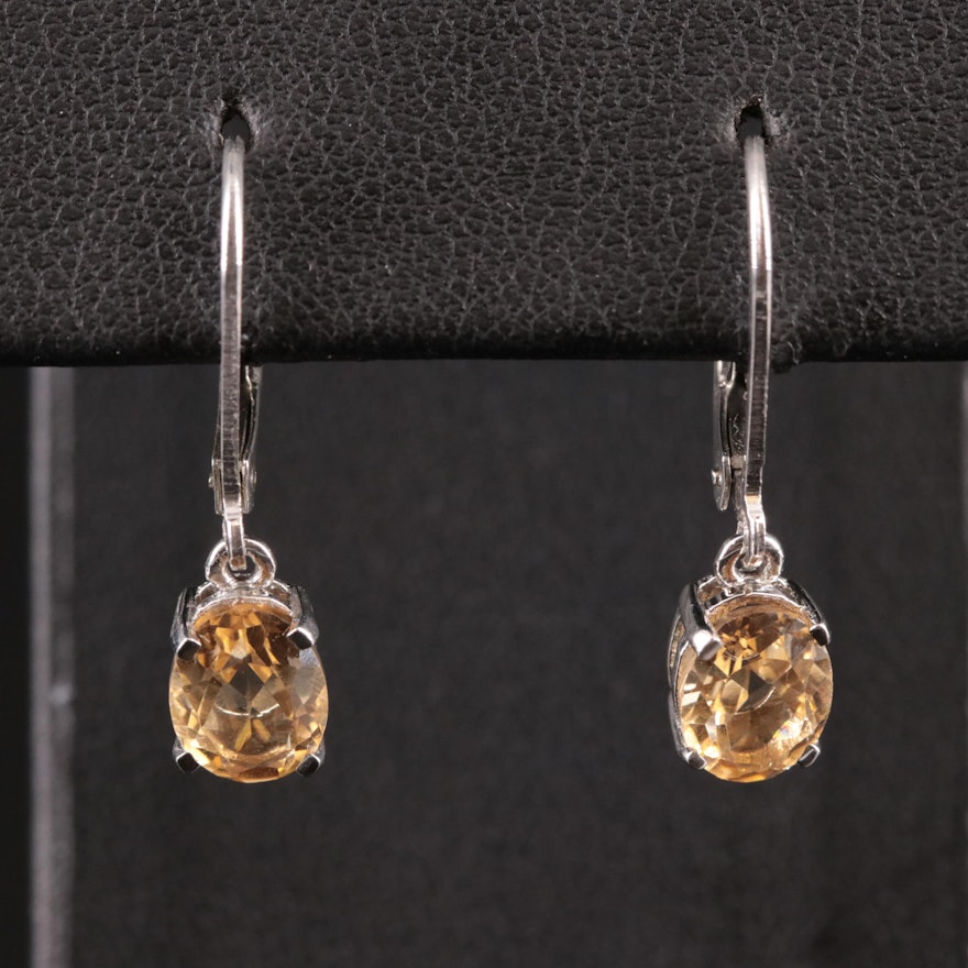 Sterling Citrine Drop Earrings