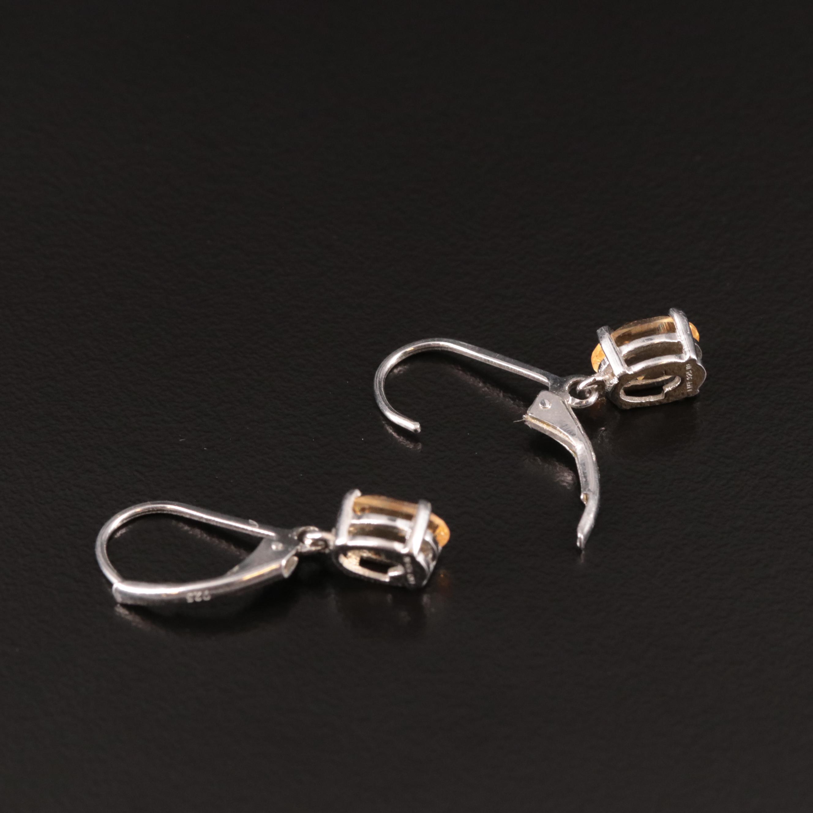 Sterling Citrine Drop Earrings
