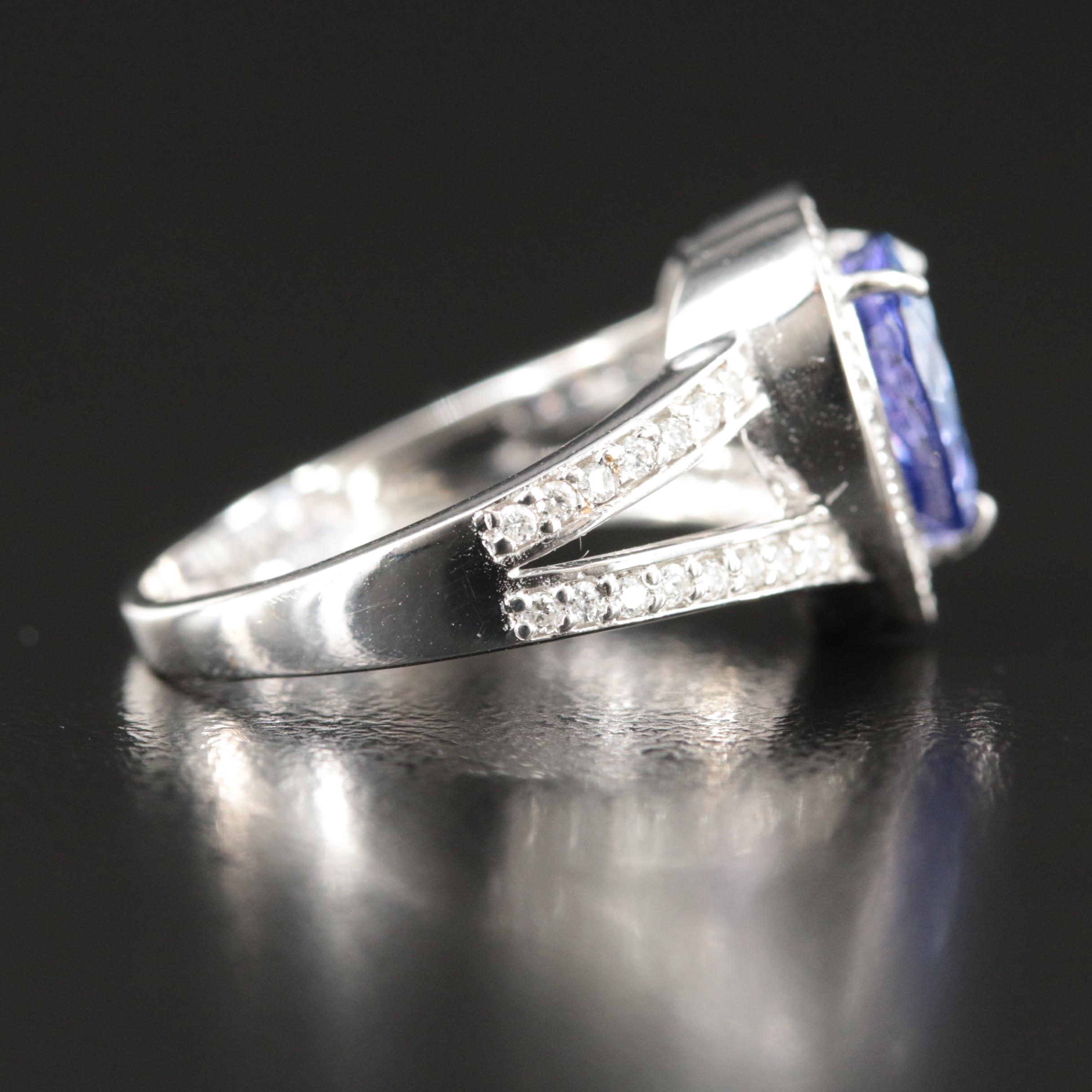 14K 3.19 CT Tanzanite and Diamond Heart Ring