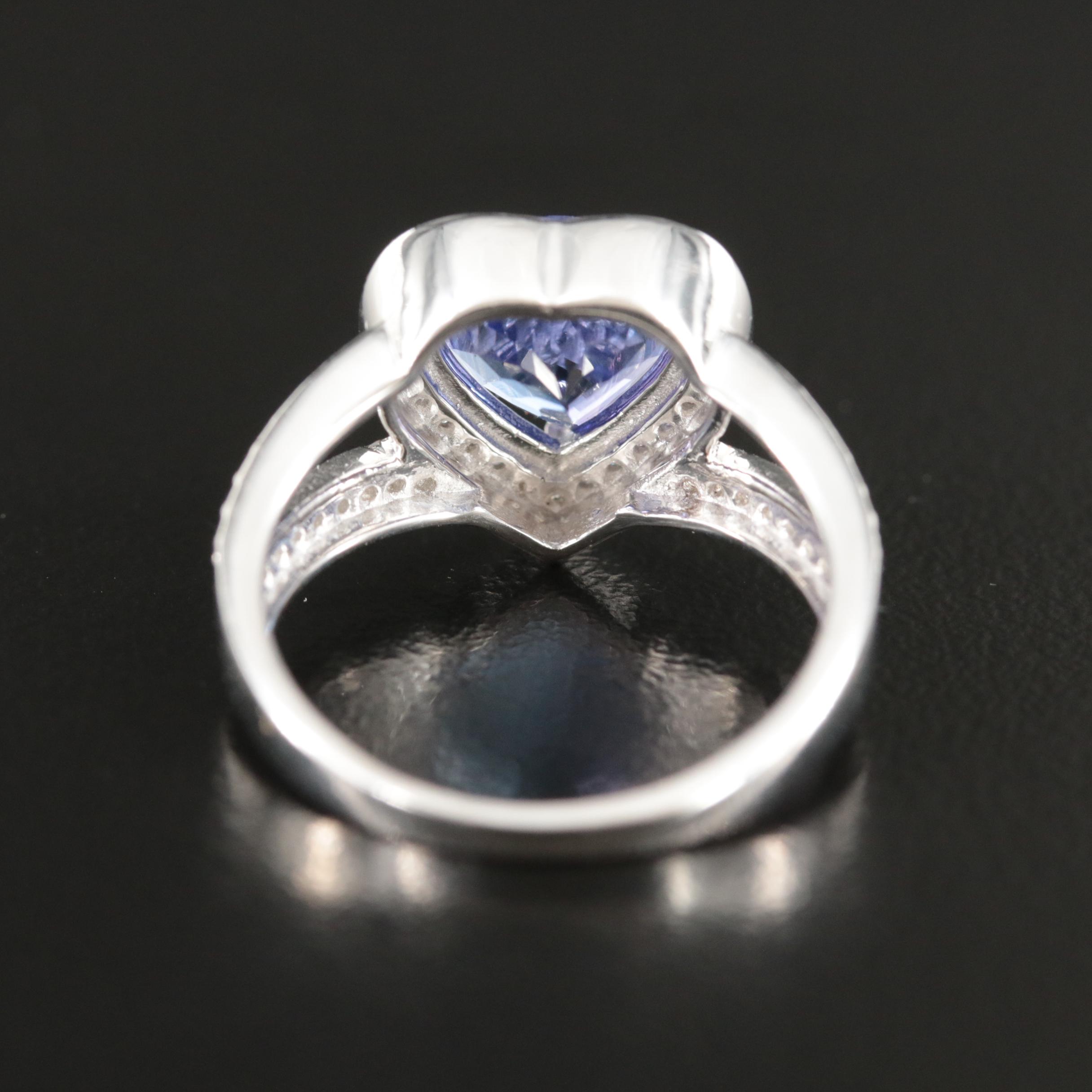 14K 3.19 CT Tanzanite and Diamond Heart Ring