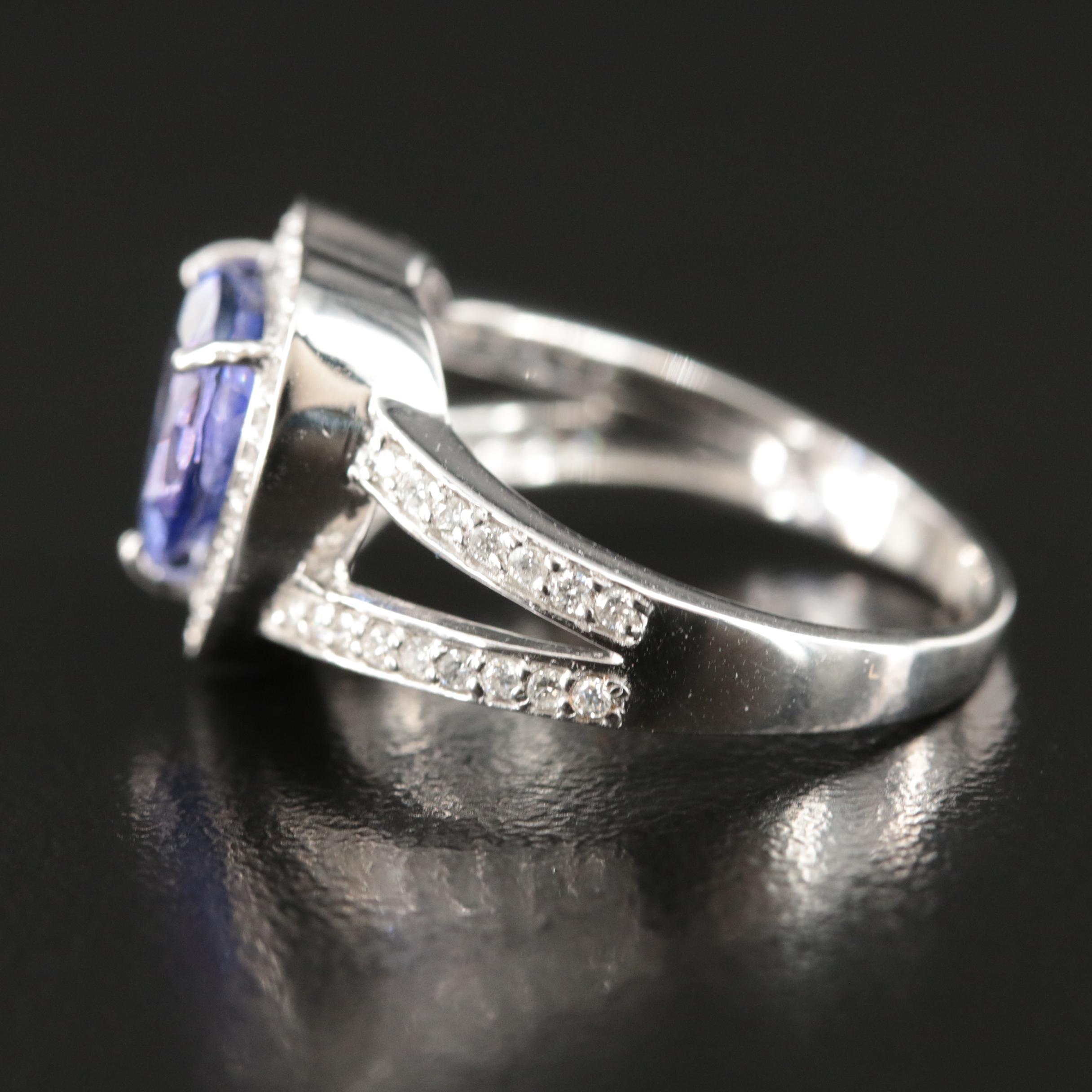 14K 3.19 CT Tanzanite and Diamond Heart Ring