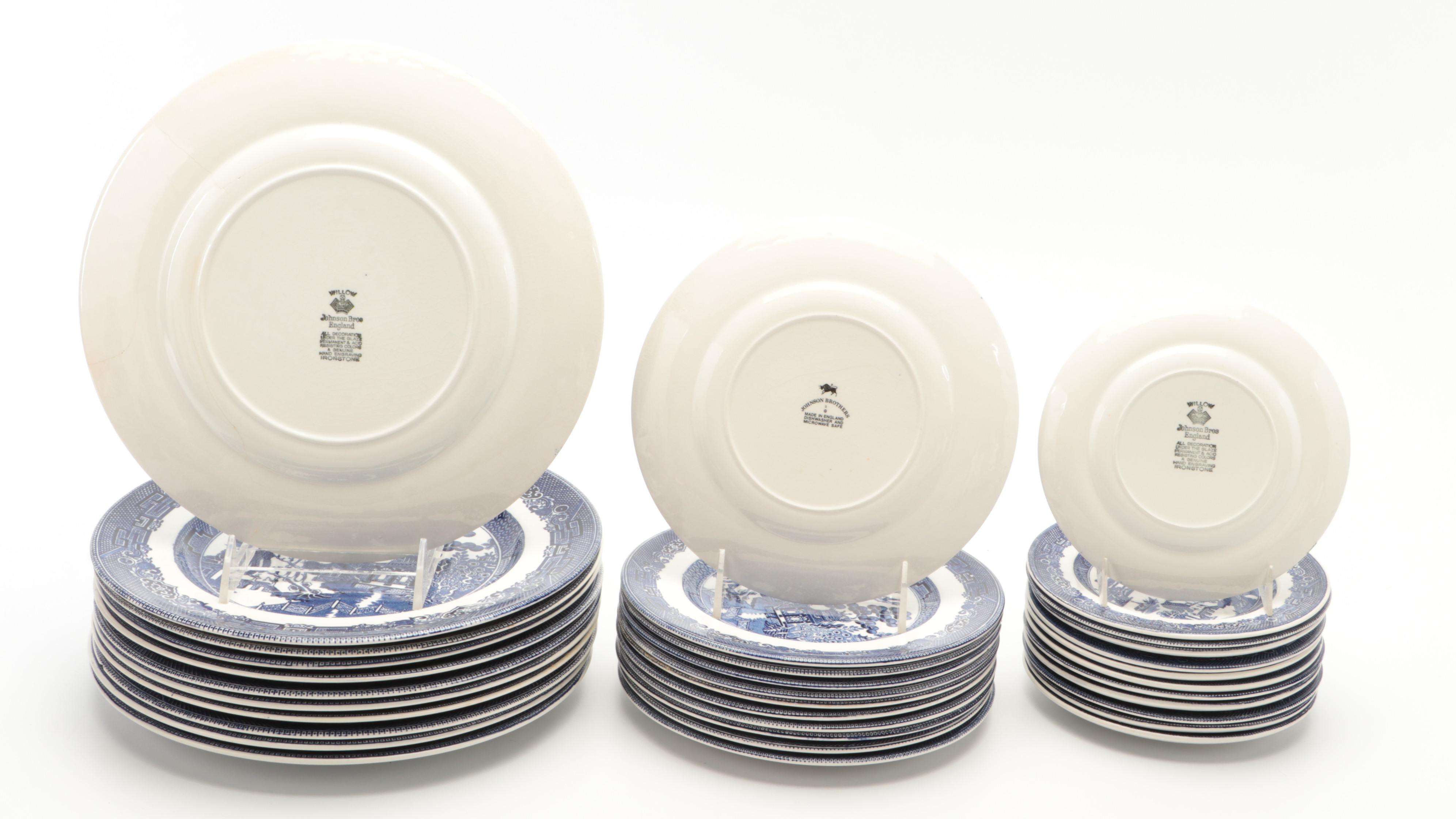 Johnson Bros "Willow Blue" Ironstone Dinnerware and Serveware