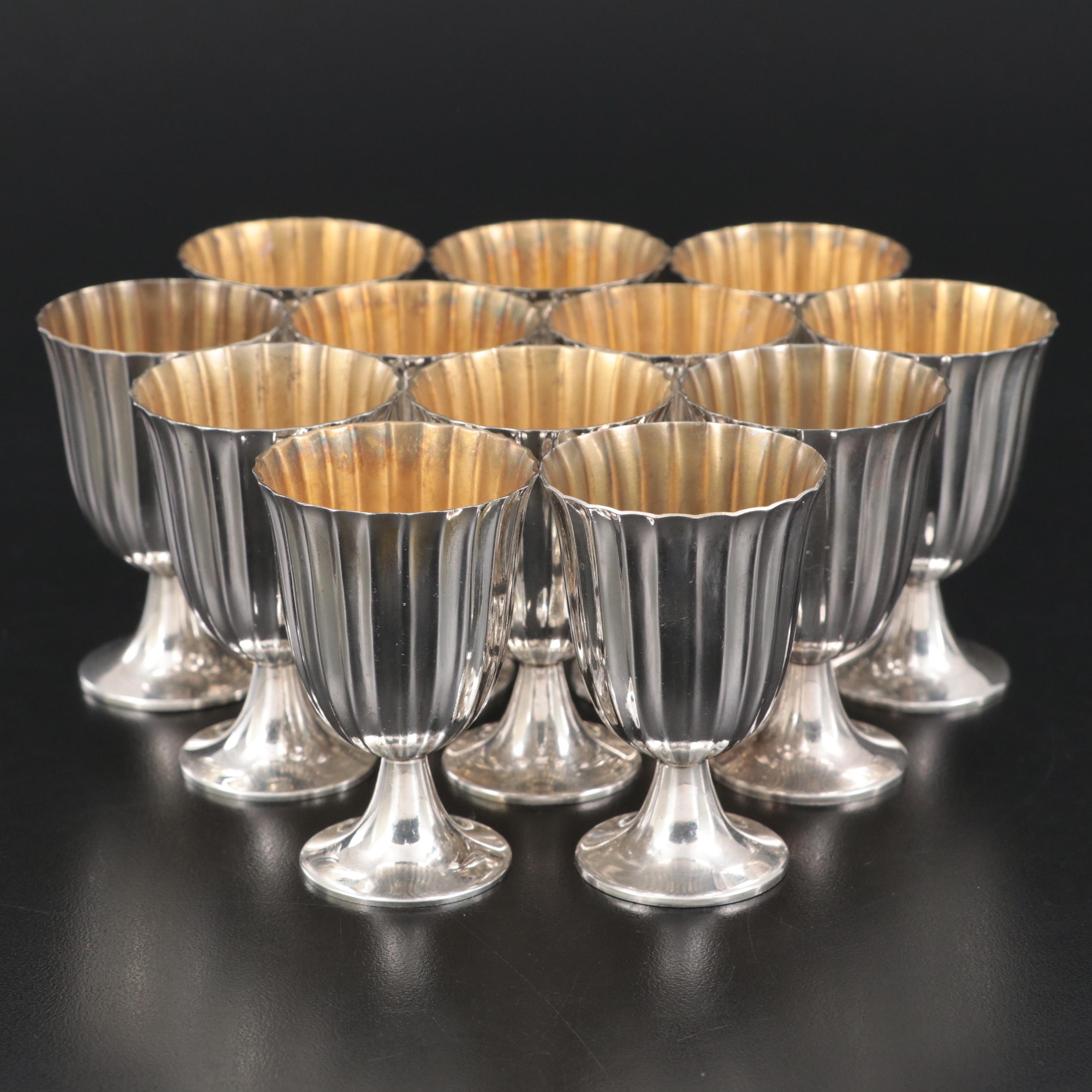 Tiffany & Co. Fluted Sterling Silver Cordial Glasses