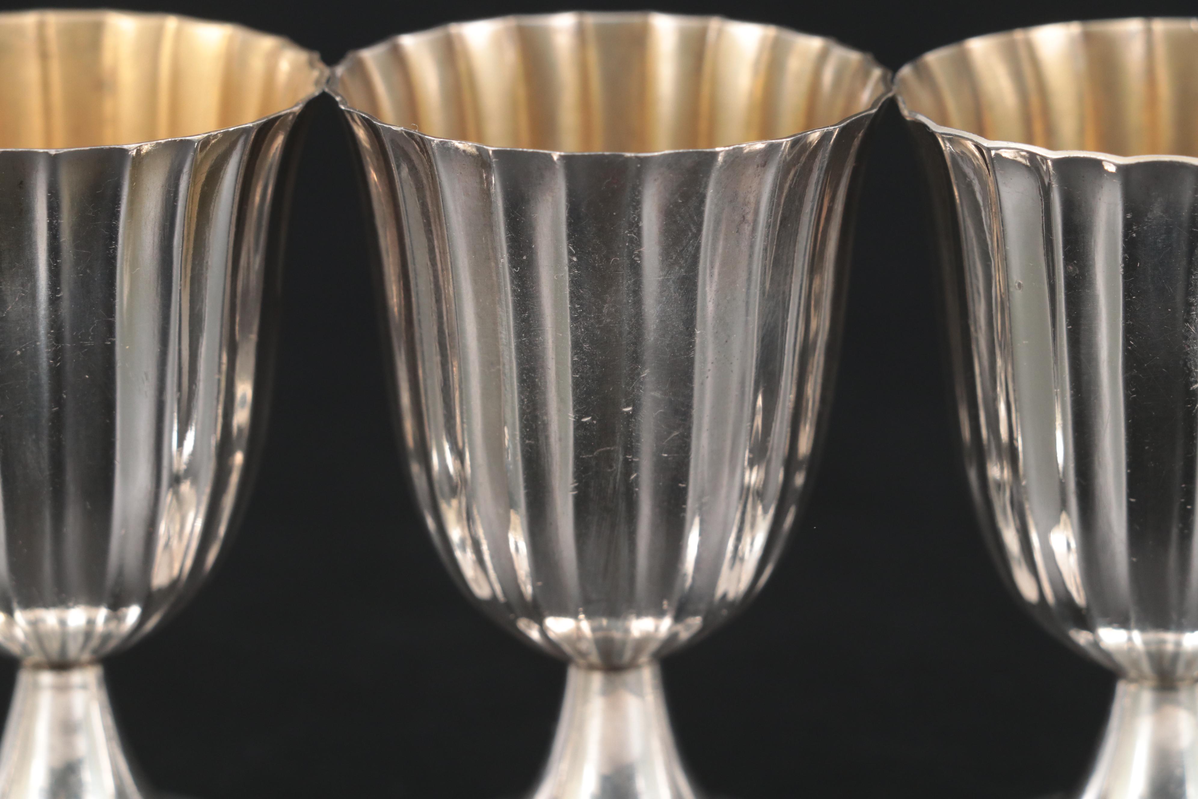 Tiffany & Co. Fluted Sterling Silver Cordial Glasses