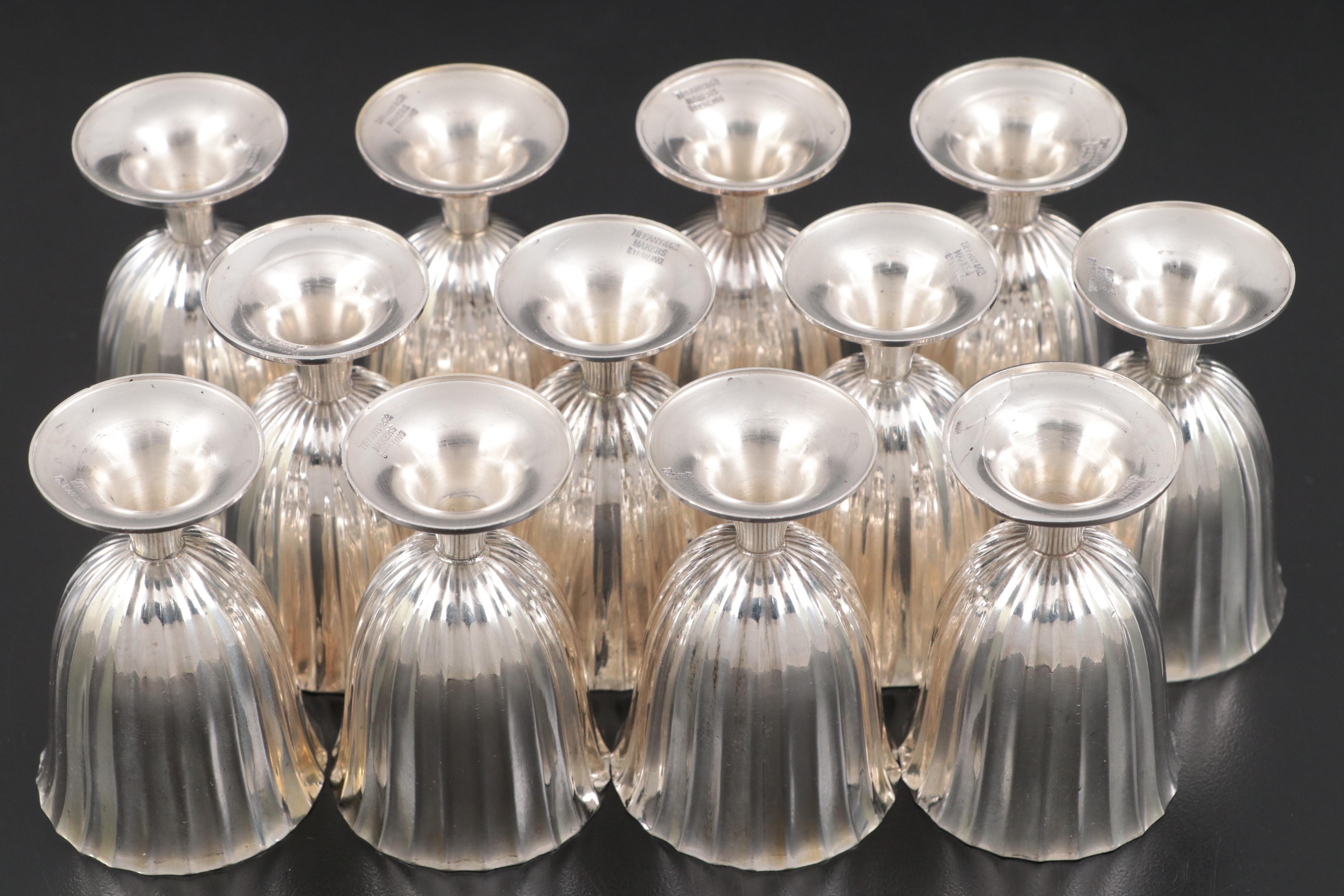 Tiffany & Co. Fluted Sterling Silver Cordial Glasses