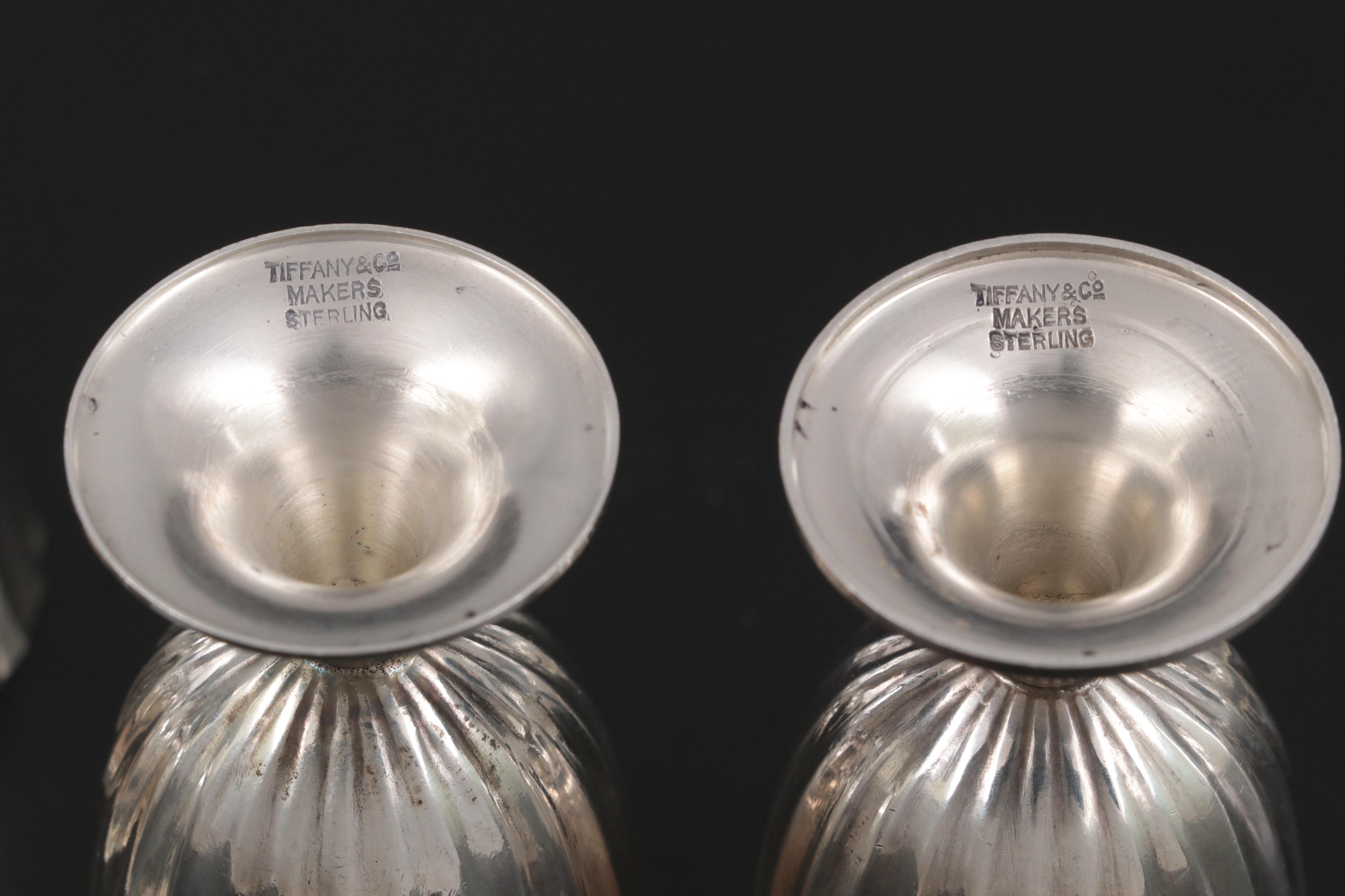 Tiffany & Co. Fluted Sterling Silver Cordial Glasses