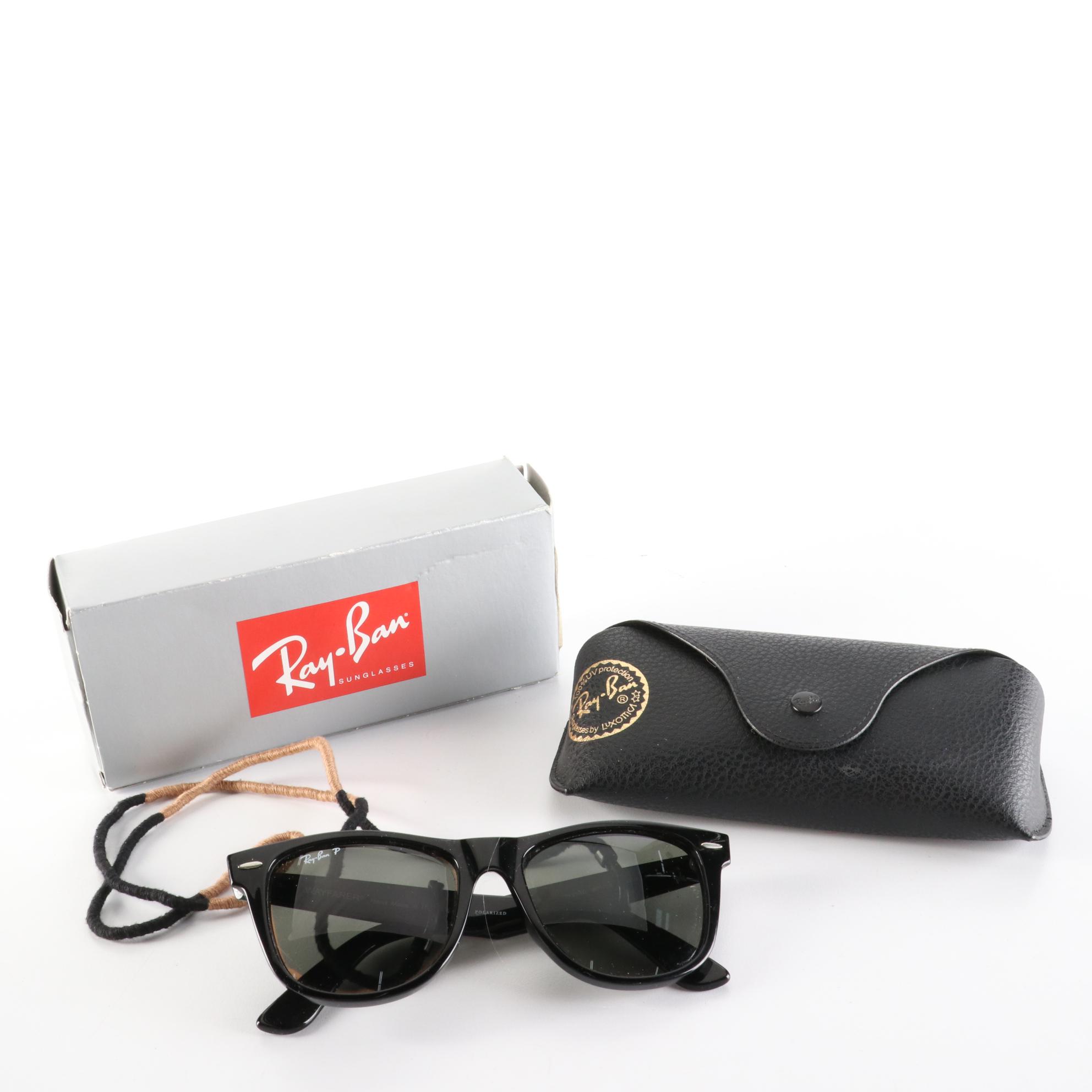 Ray-Ban Wayfarer RB2140 Polarized Sunglasses with Case and Box