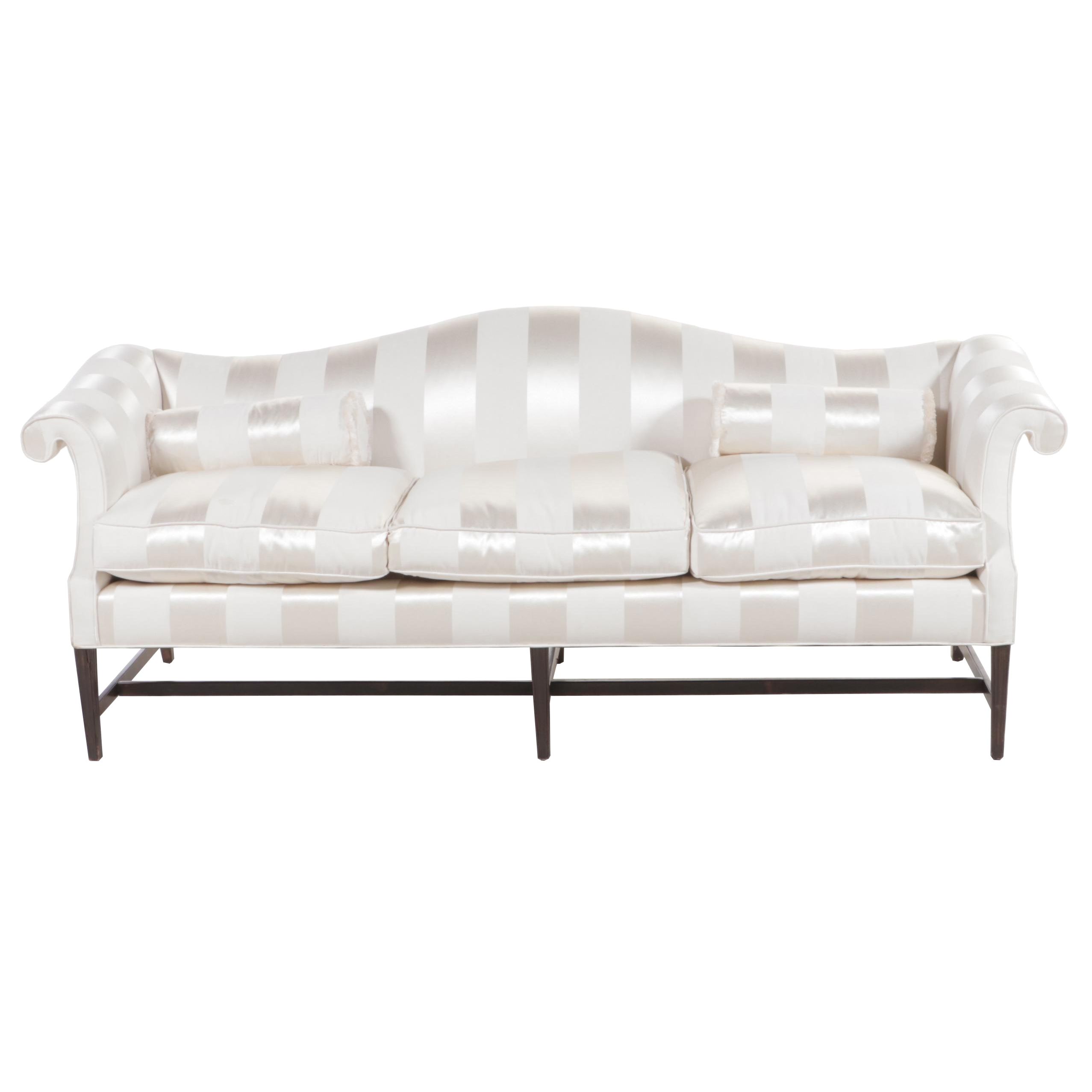 Federal Style Custom-Upholstered Camel-Back Sofa